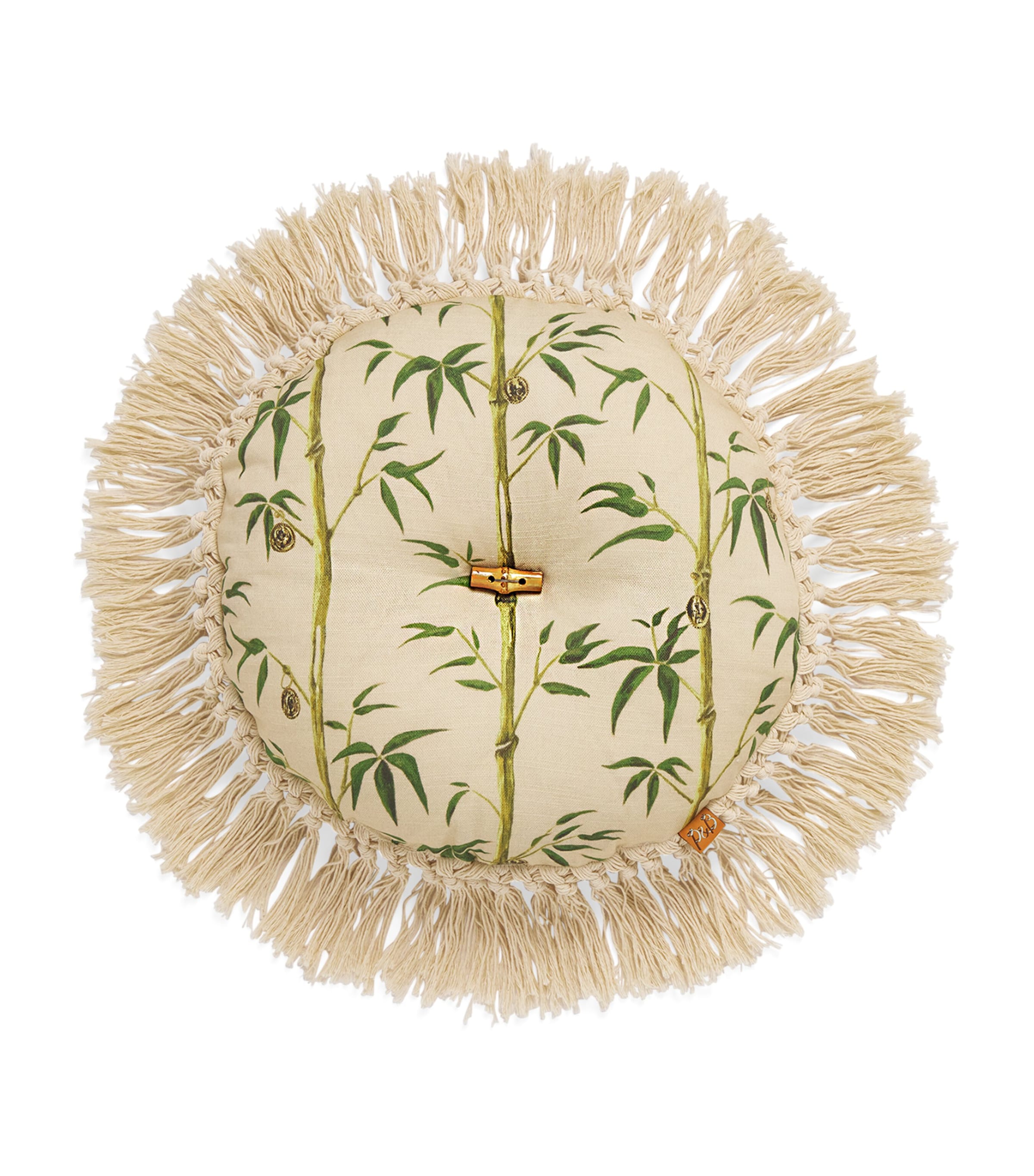 Poodle & Blonde Fringed Money Tree Circular Cushion