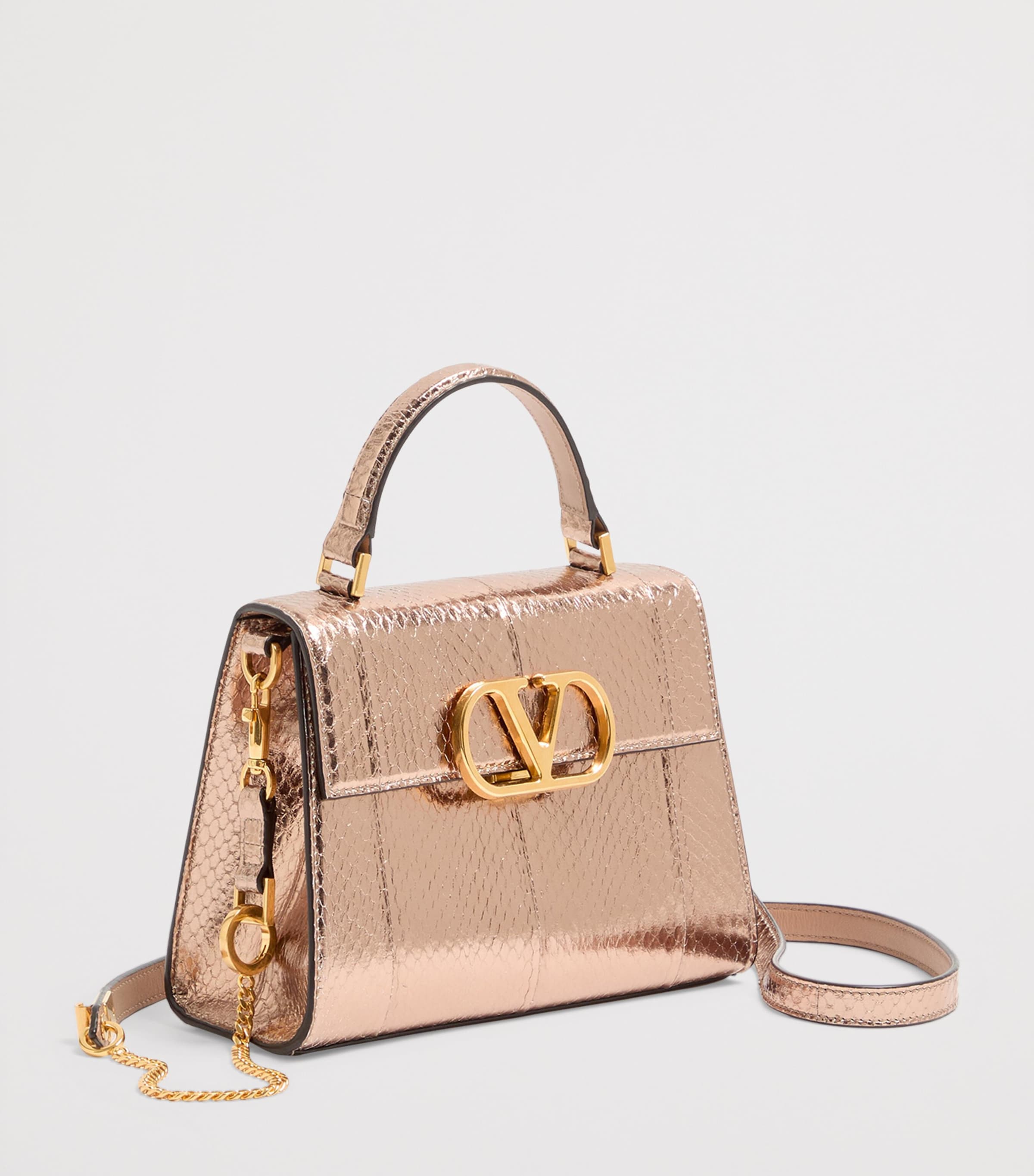Valentino Garavani Small Snakeskin VSLING Top-Handle Bag Image 3