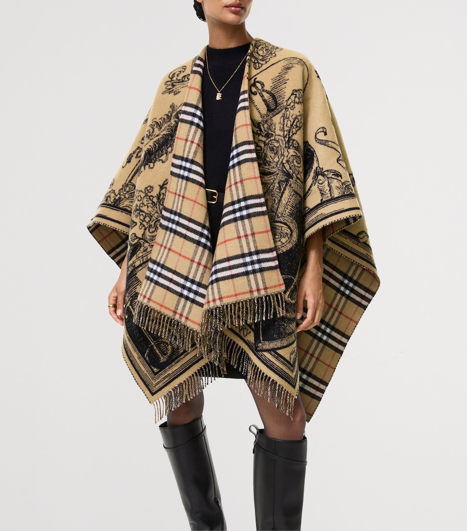 Burberry Wool Reversible Check EKD Cape Archive Beige Image 2