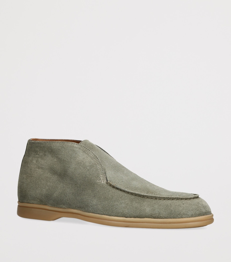 Suede Rain-Resistant Tower Ankle Boots GREEN Image 3