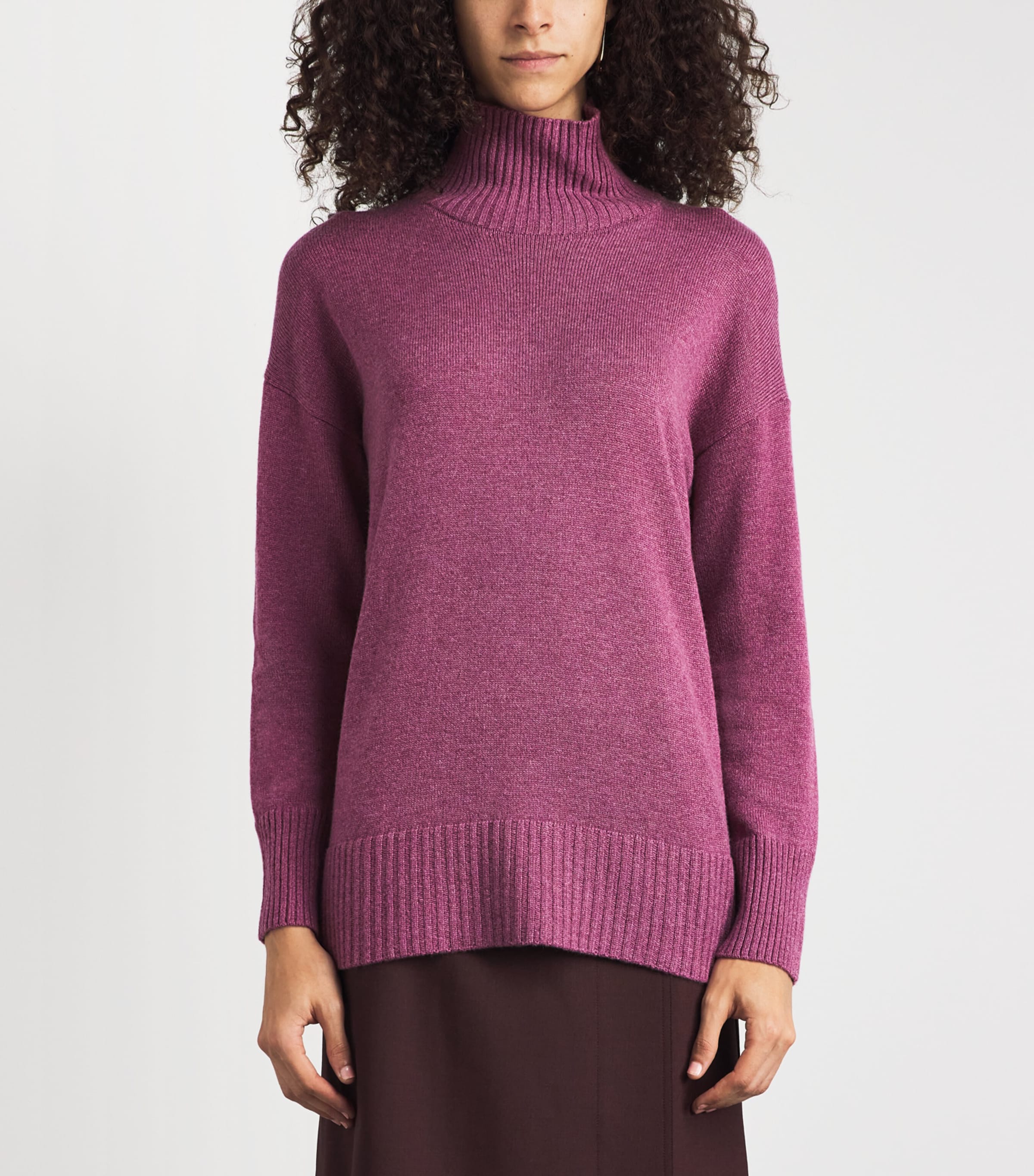 Lafayette 148 Womens Cashmere Funnel-Neck Sweater Mulberry Melange Image 4