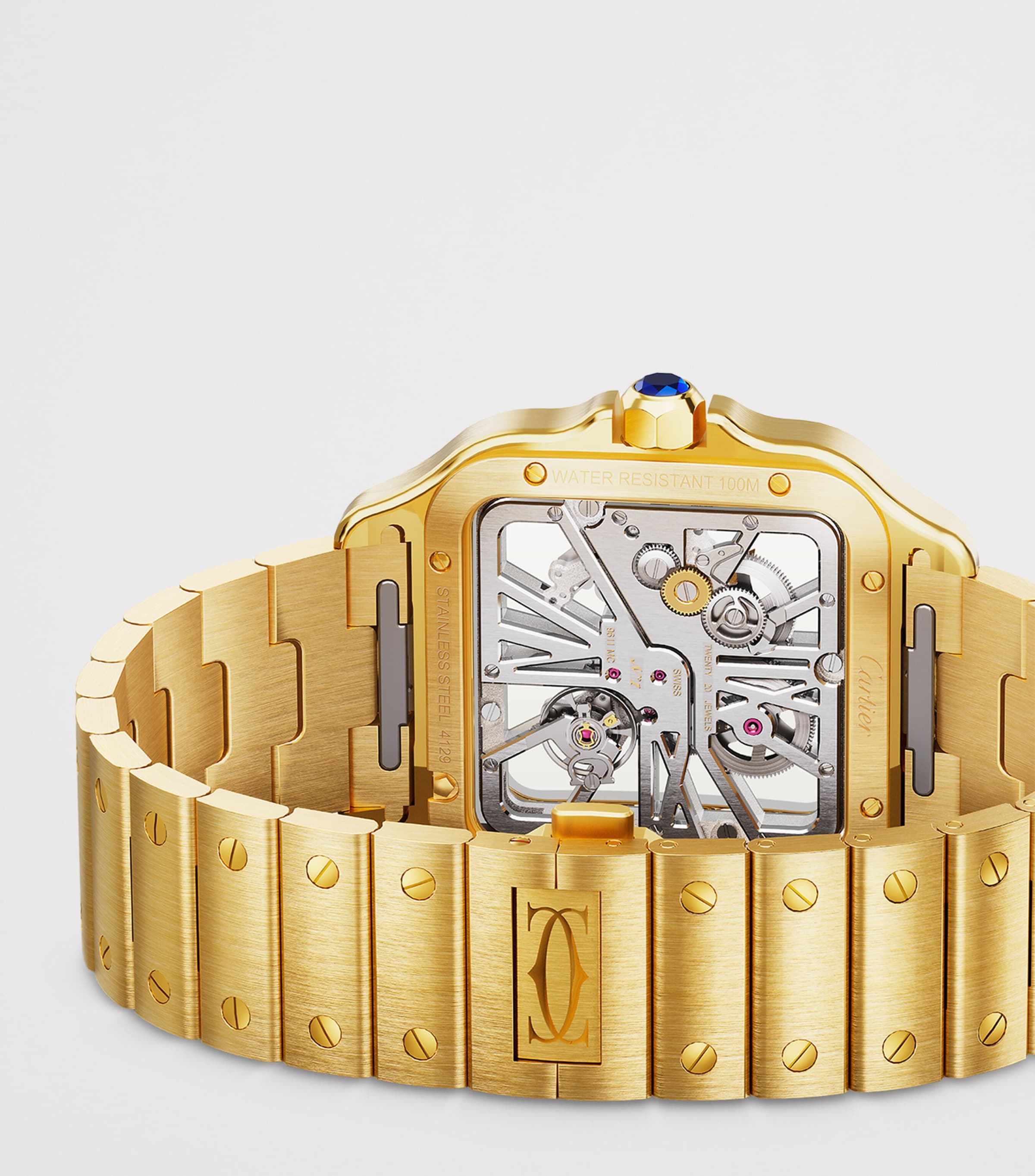 Cartier Large Yellow Gold Santos de Skeleton Watch 28mm Yellow Gold Image 7