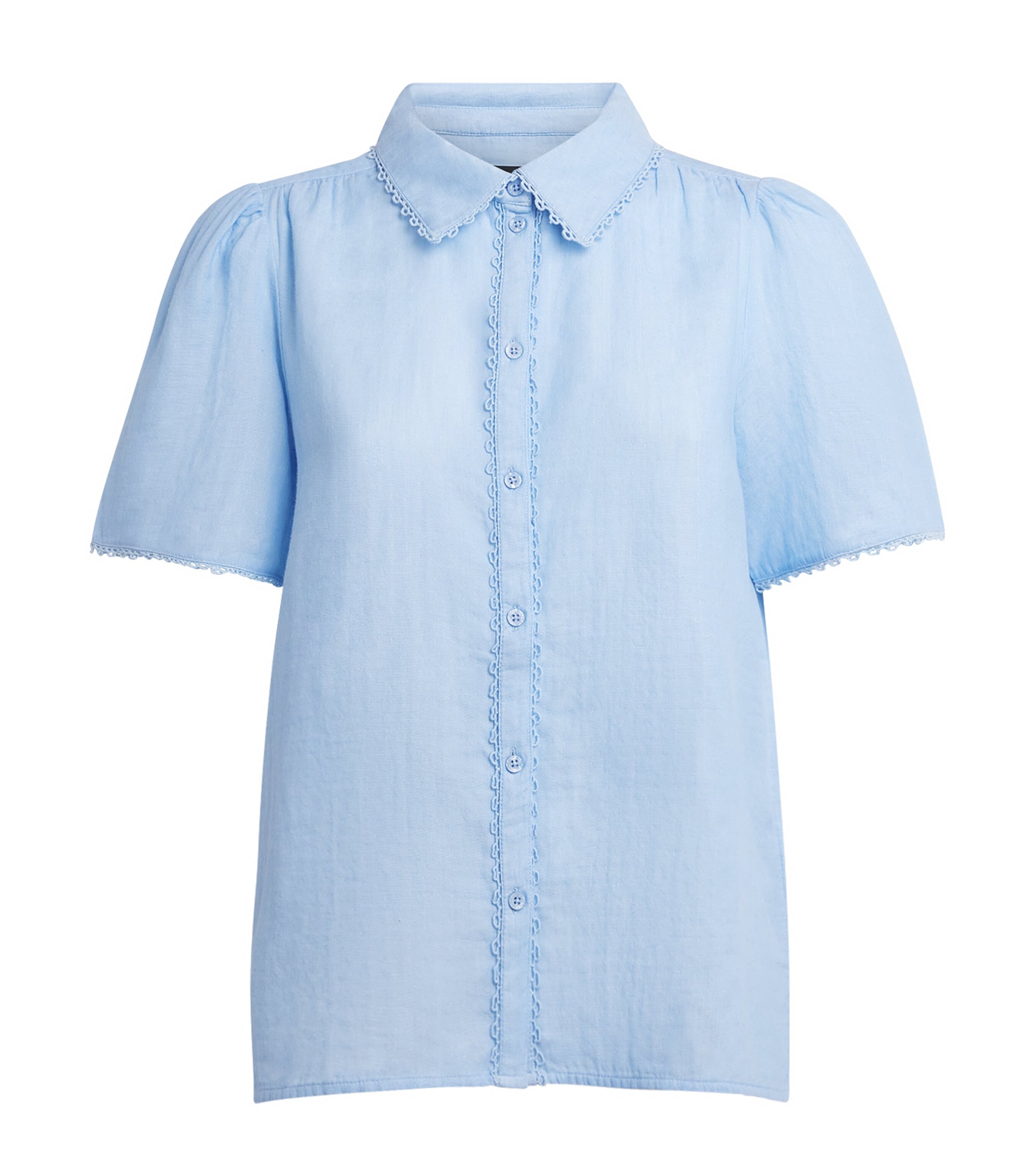 ME+EM Womens Cotton Cheesecloth Blouse Cloud Chambray Blue Image 1