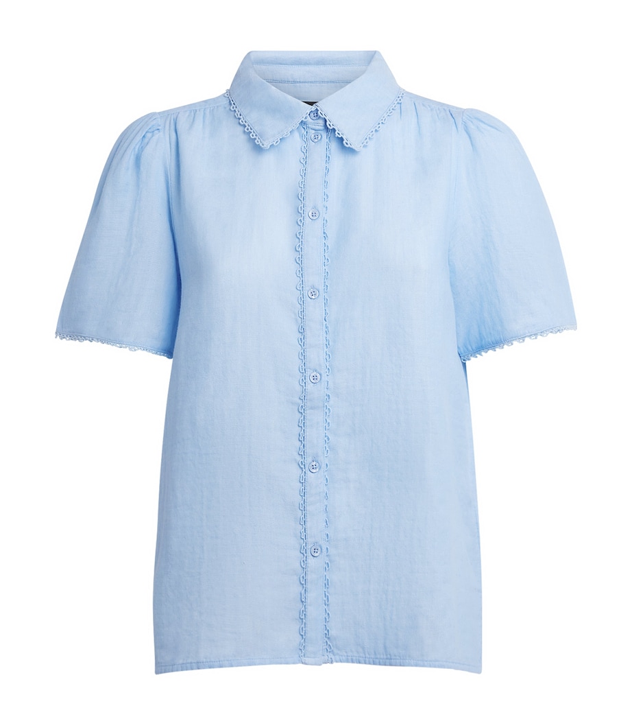 ME+EM Womens Cotton Cheesecloth Blouse Cloud Chambray Blue Image 1