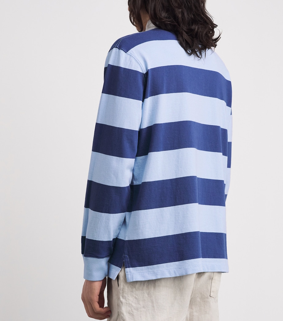 Polo Ralph Lauren Mens Cotton Stripe Rugby Shirt Light Nvy/offce Blue Image 5
