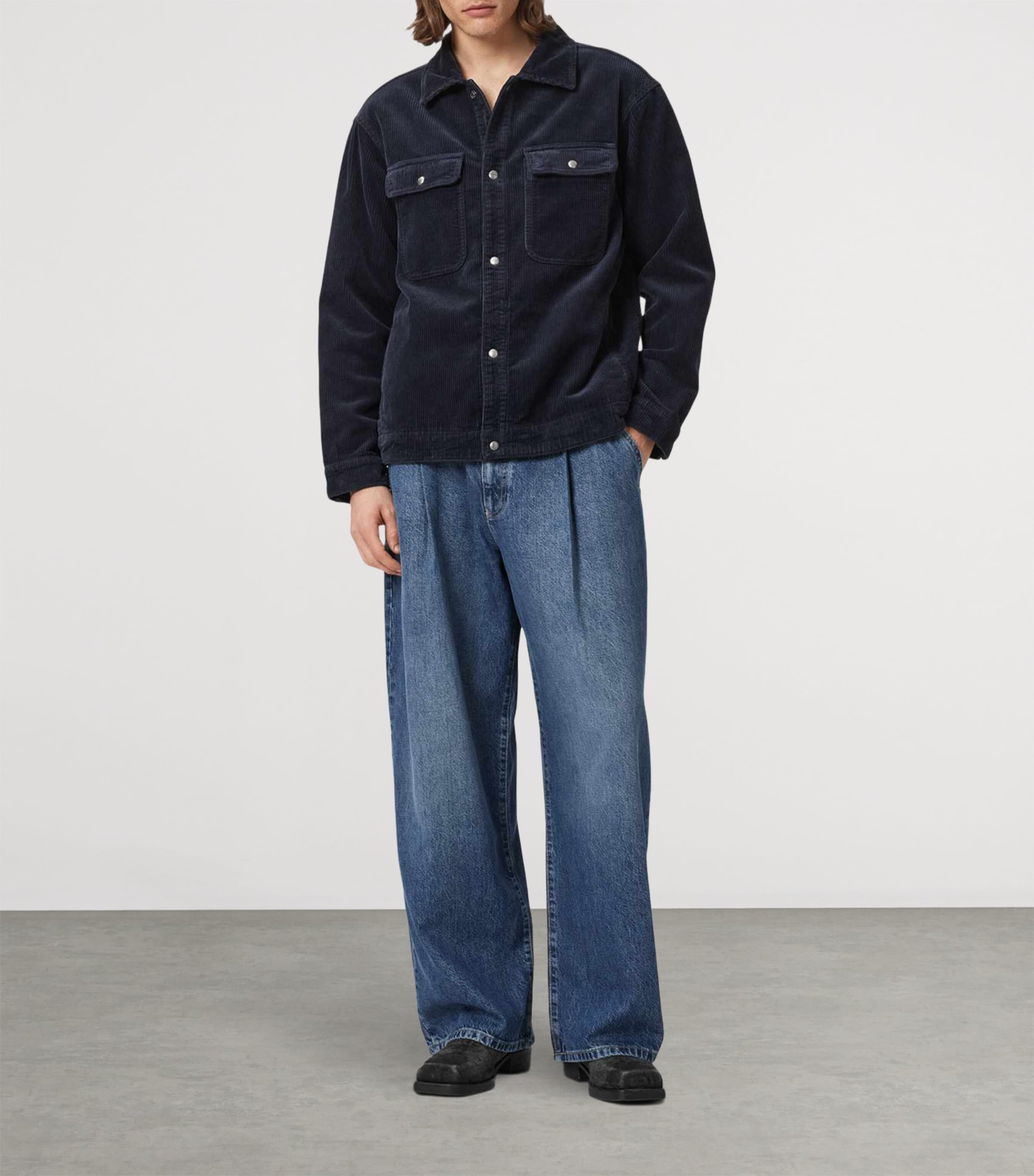 AllSaints Mens Corduroy Castleford Overshirt Moonlit Blue Image 2