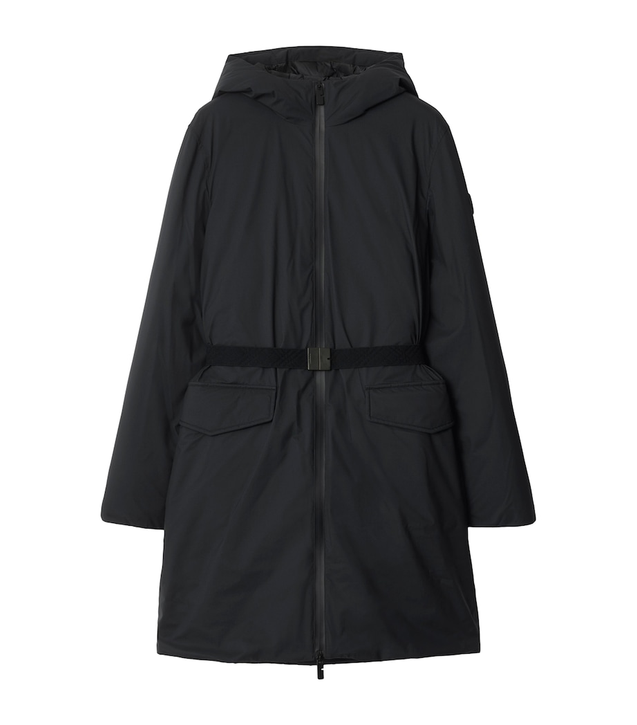 Down Mid-Length Hooded Nylon Coat BLACK Image 1