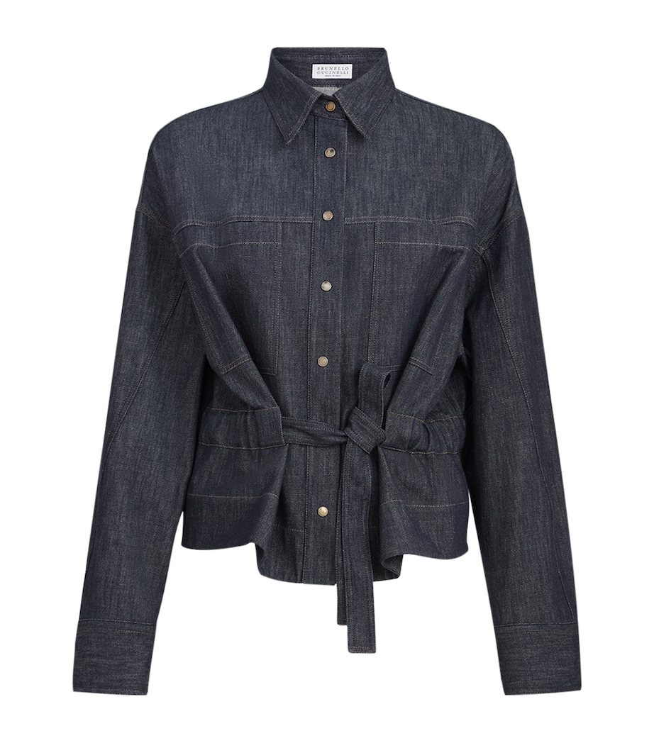 Brunello Cucinelli Womens Self-Tie Denim Shirt Image 1