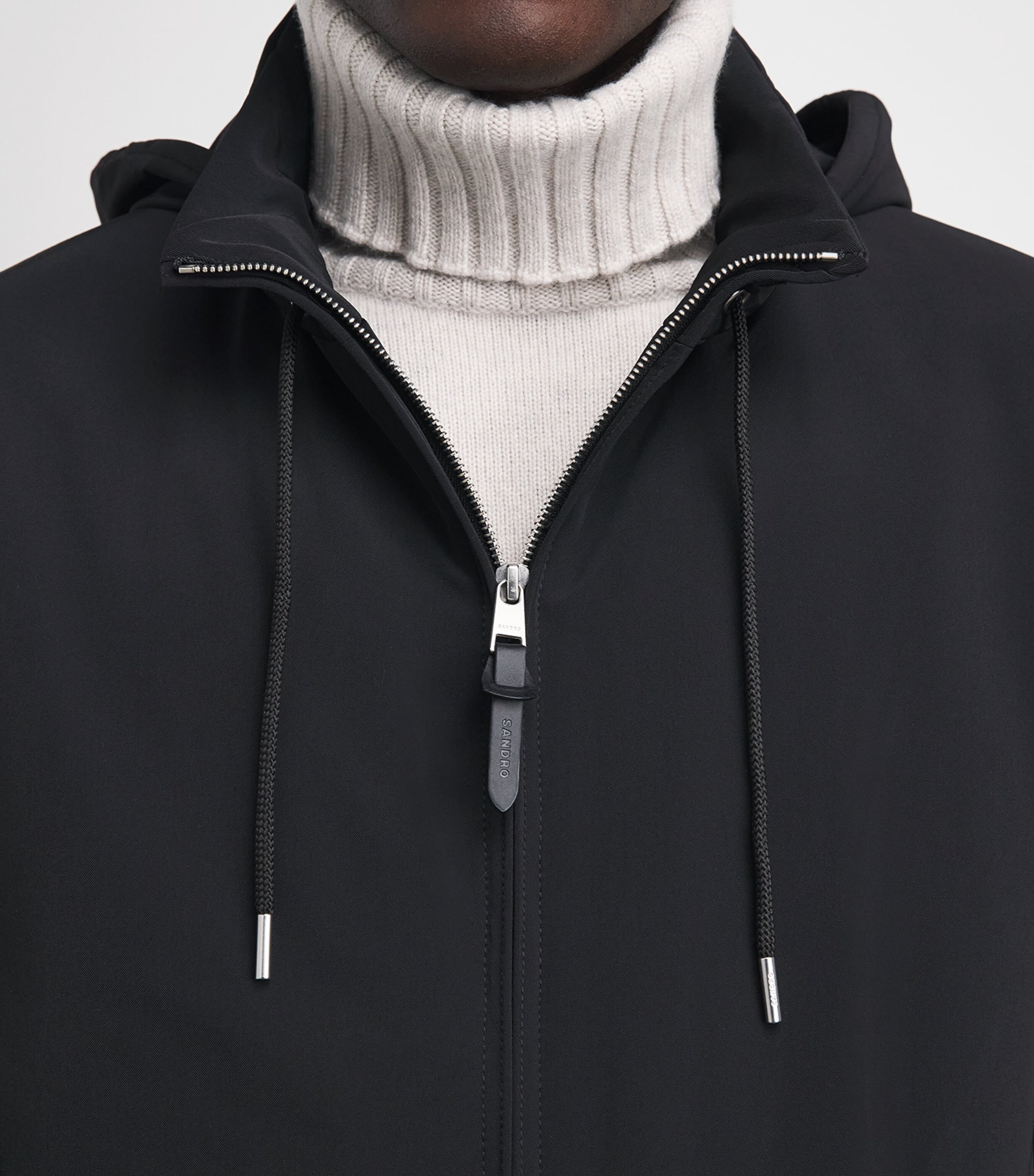 Sandro Paris Mens Padded Hooded Jacket Black Image 3