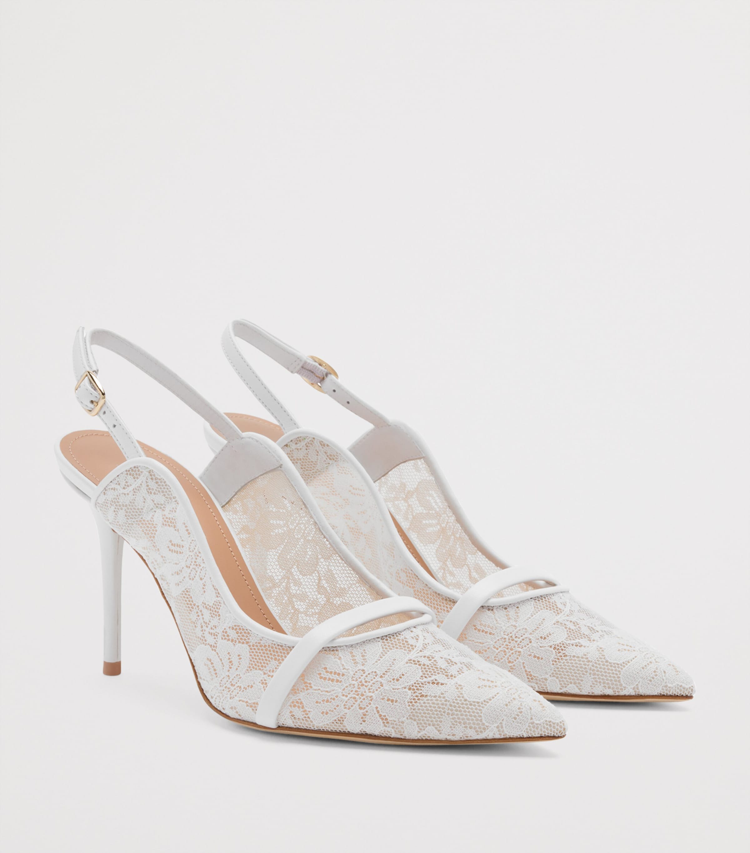 Lace Marion Slingback Pumps 85 WHITE Image 3