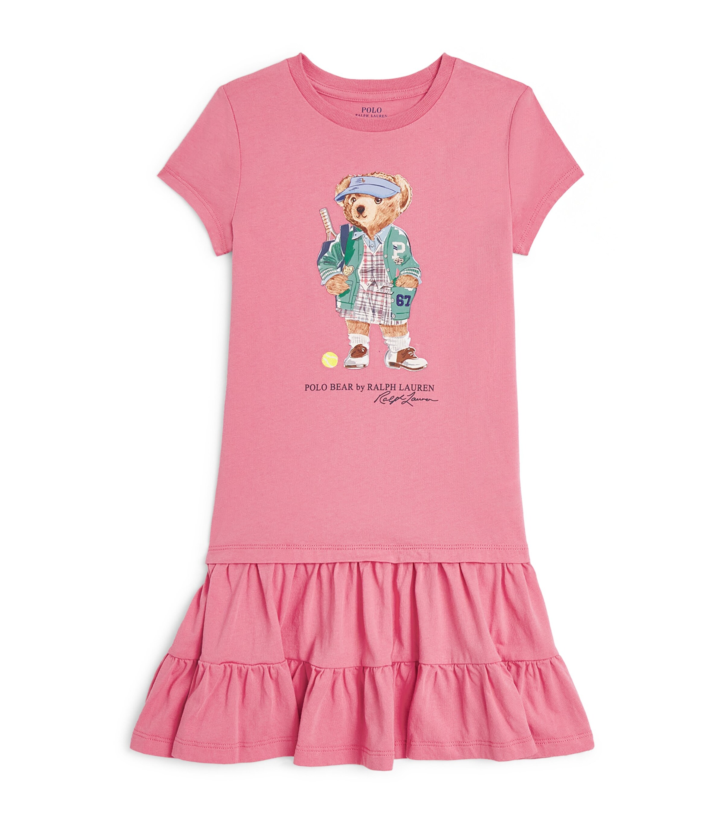 Ralph Lauren Kids Cotton Bear Dress (7-14 Years) Faded Peony Image 1
