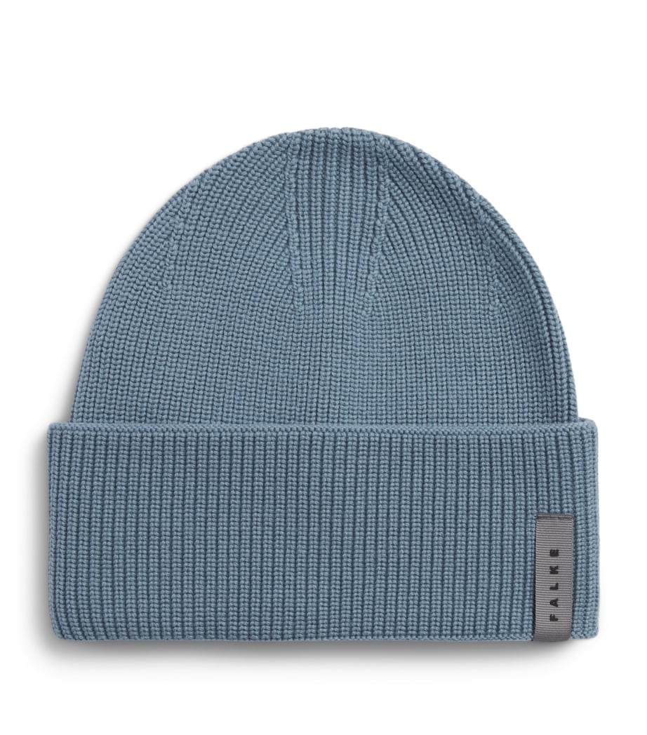 Falke Virgin Wool Fine Rib Beanie Blue Steel Image 1