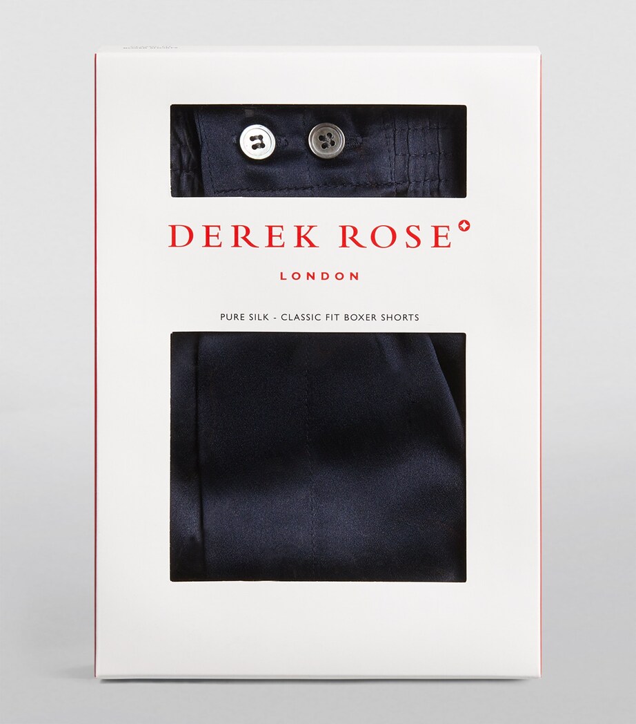 Derek Rose Mens Silk Boxer Shorts Navy Image 4