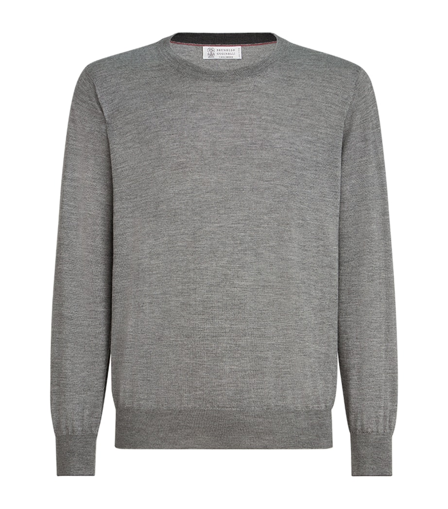 Brunello Cucinelli Mens Cashmere-Silk Crew-Neck Sweater Image 1
