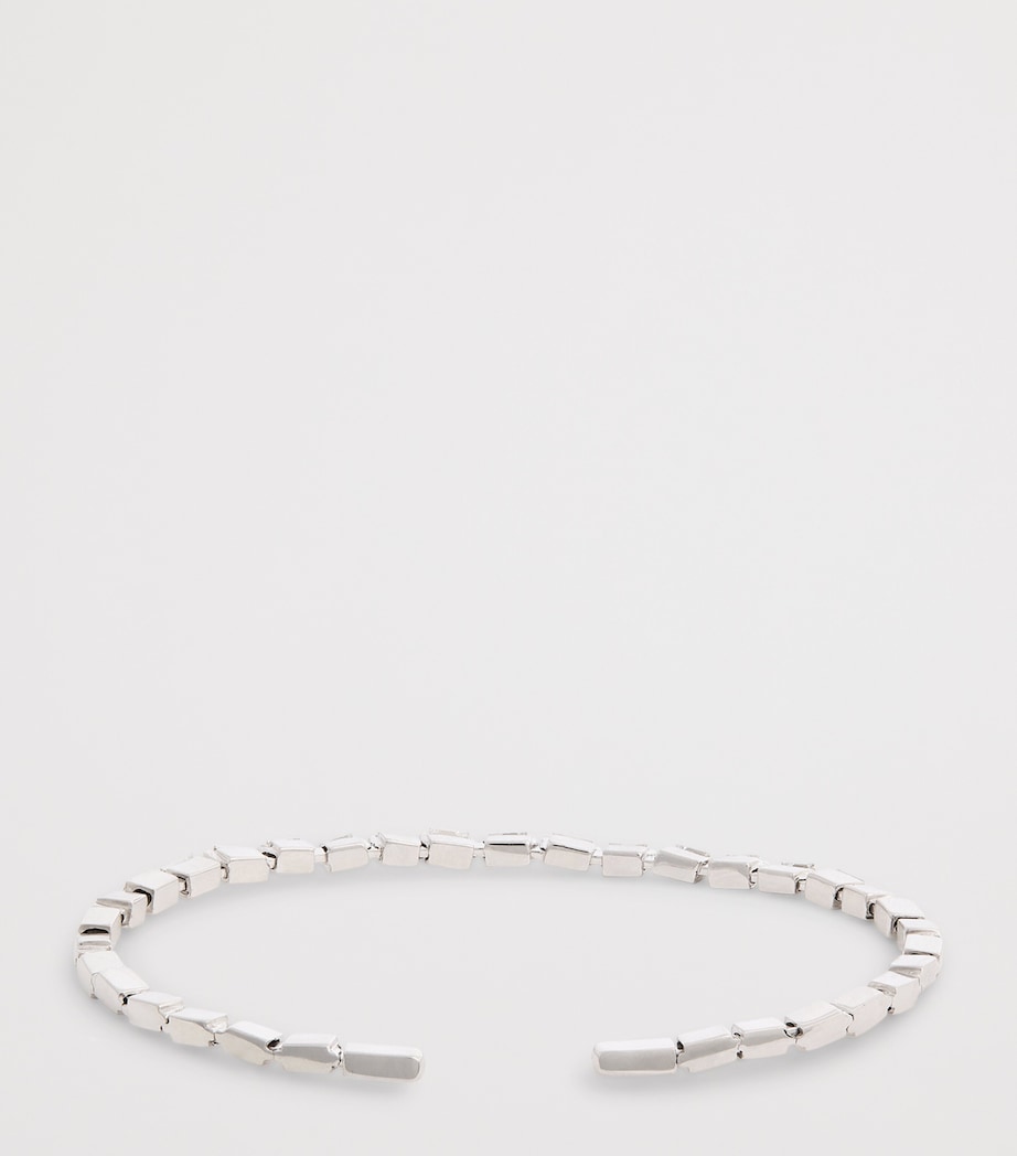 Small White Gold and Diamond Thin Bold Bangle 18K WG/WD Image 3