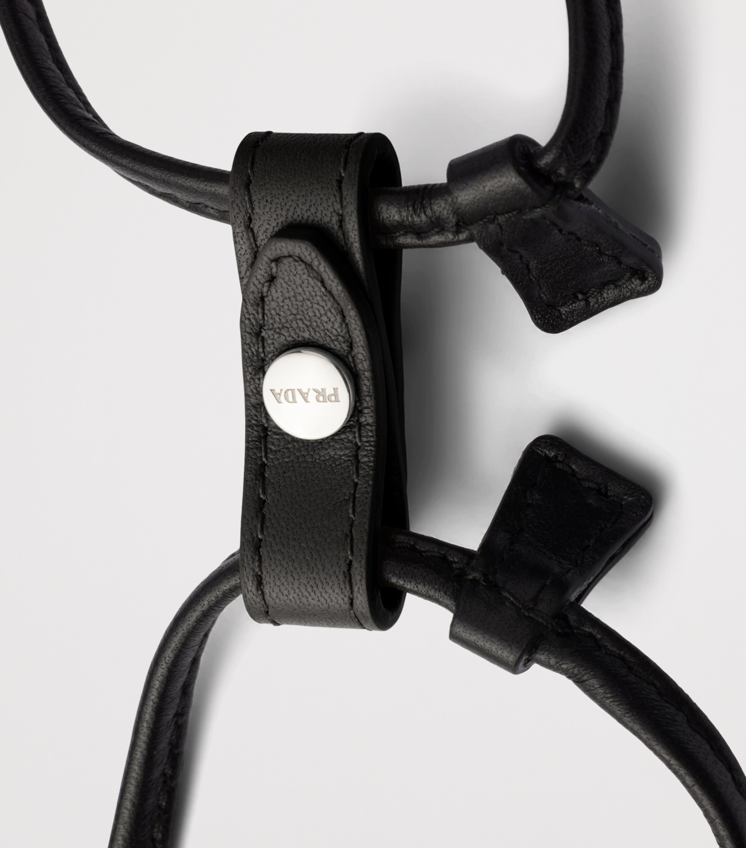 Prada Leather Drawstring Wish Pouch Black Image 7
