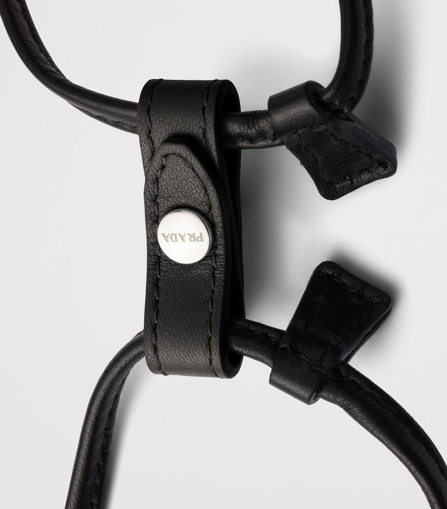 Prada Leather Drawstring Wish Pouch Black Image 7