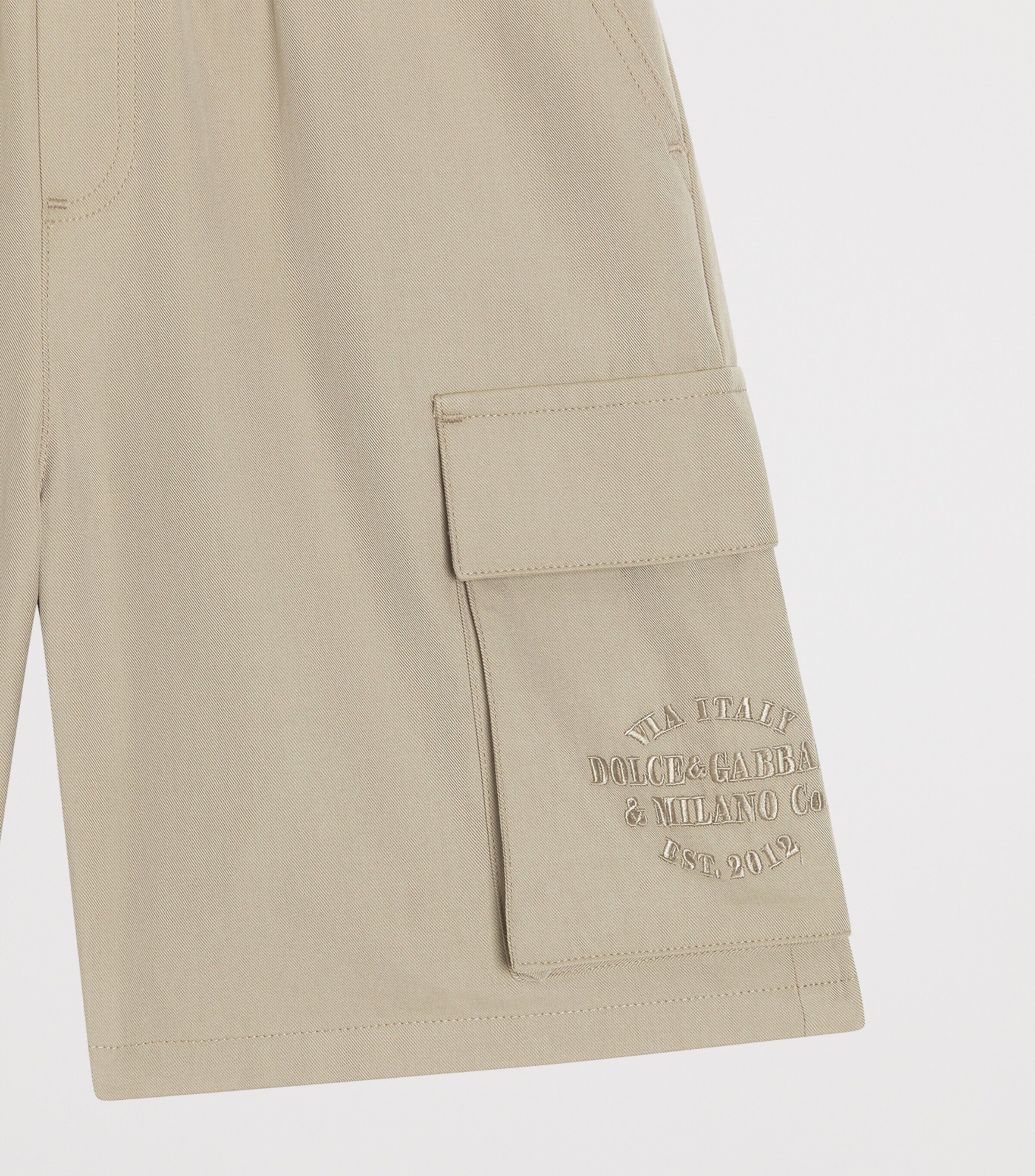 Dolce&Gabbana Kids Cotton Cargo Shorts (8-12+ Years) Dark Kaki Image 4