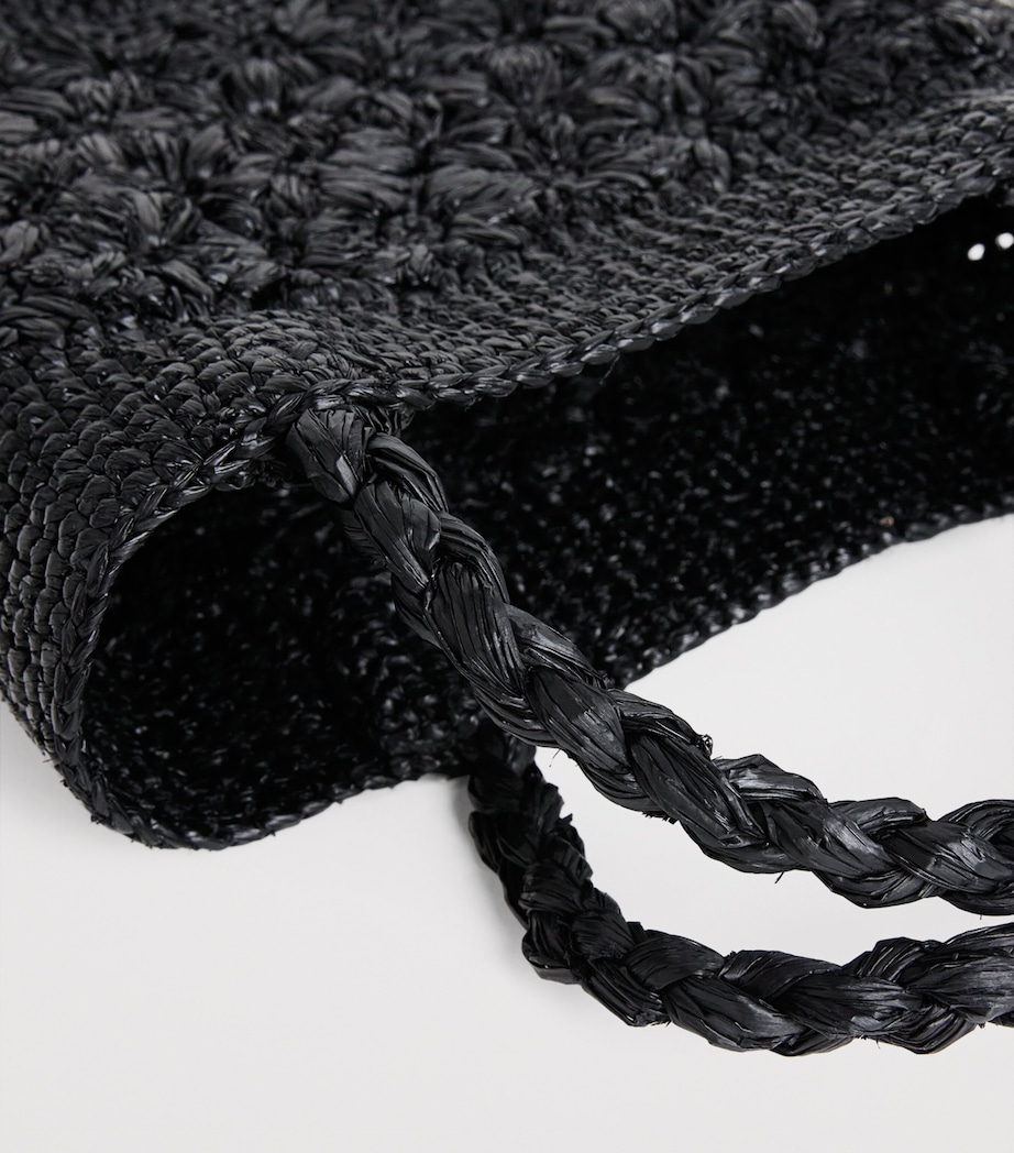 Rixo Raffia Milana Top-Handle Bag Black Image 6