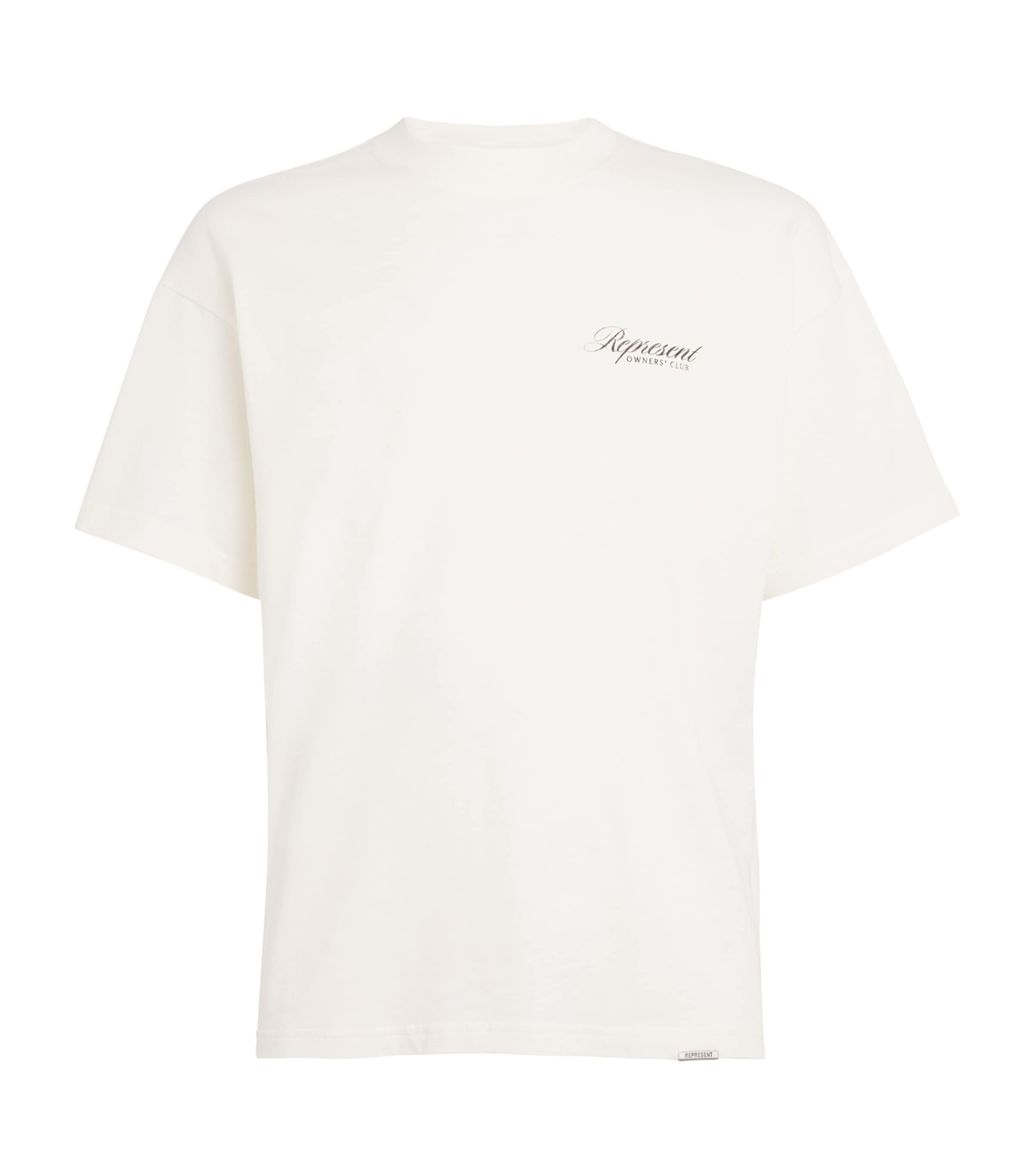 Represent White Crewneck T-shirt With With Front And Back Owners Club Print In Cotton Man In White