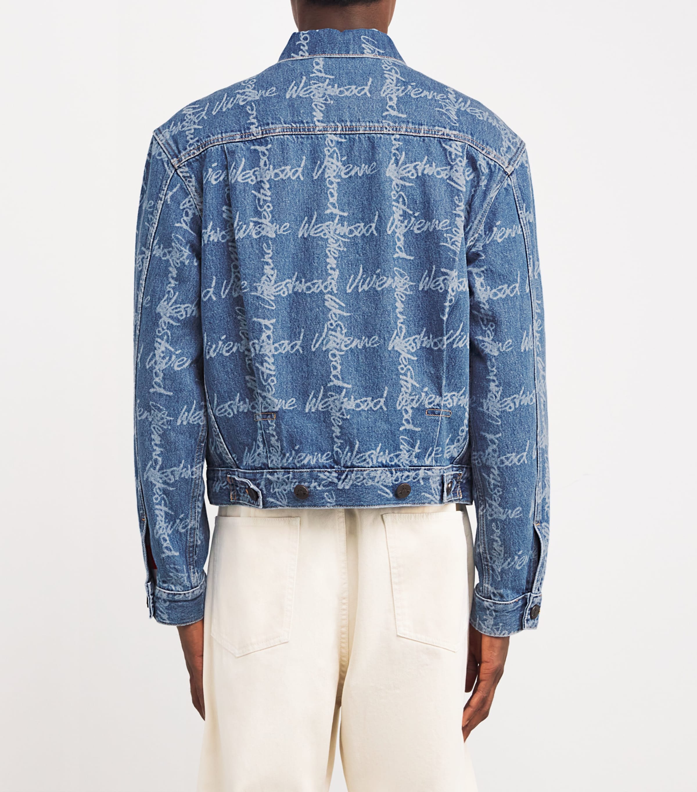 Denim All-Over Script Print Jacket K306-VW GRID/BLUE Image 4