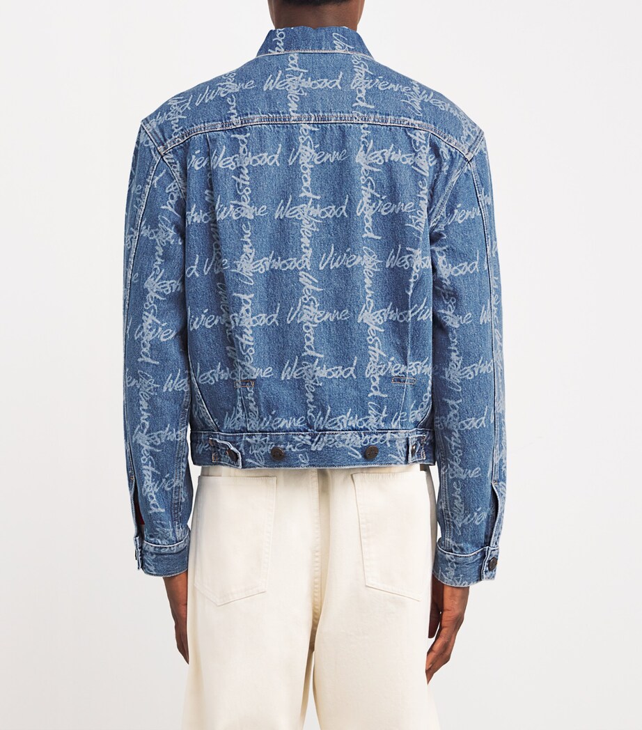 Denim All-Over Script Print Jacket K306-VW GRID/BLUE Image 4