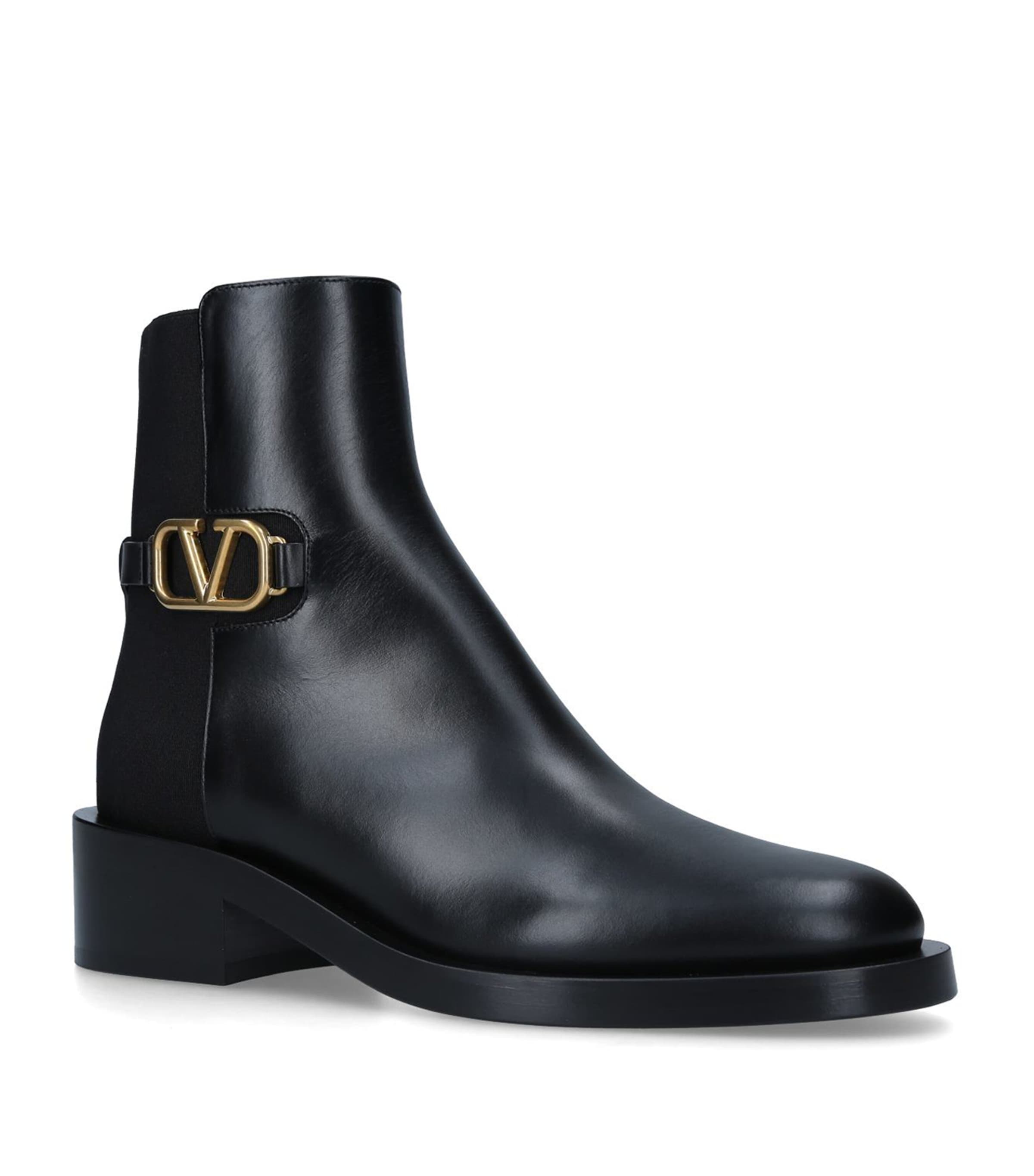 Valentino Garavani Vlogo Leather Chelsea Boots In Black