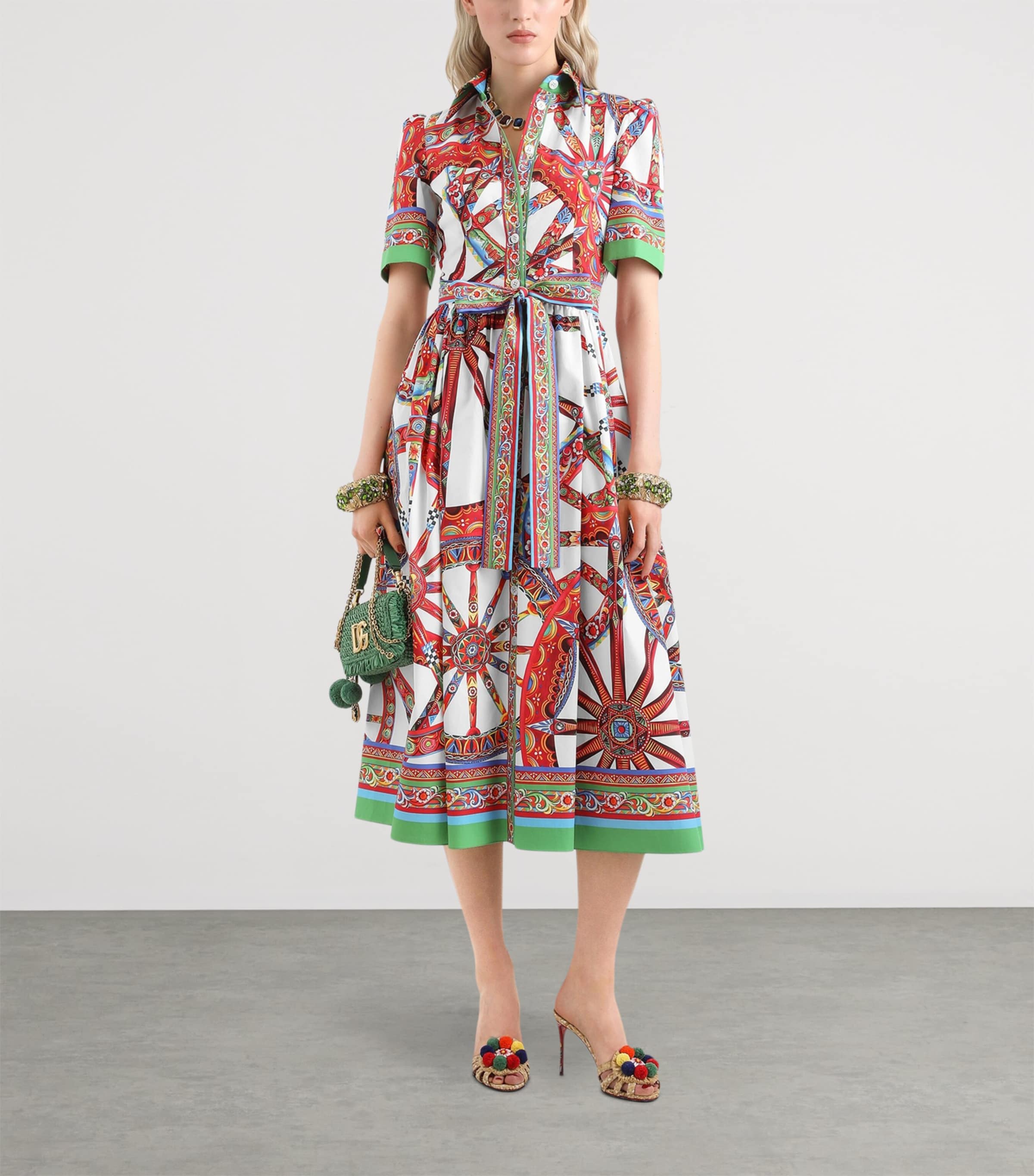 Dolce&Gabbana Womens Silk Carretto Shirt Dress Combined Colou Image 2