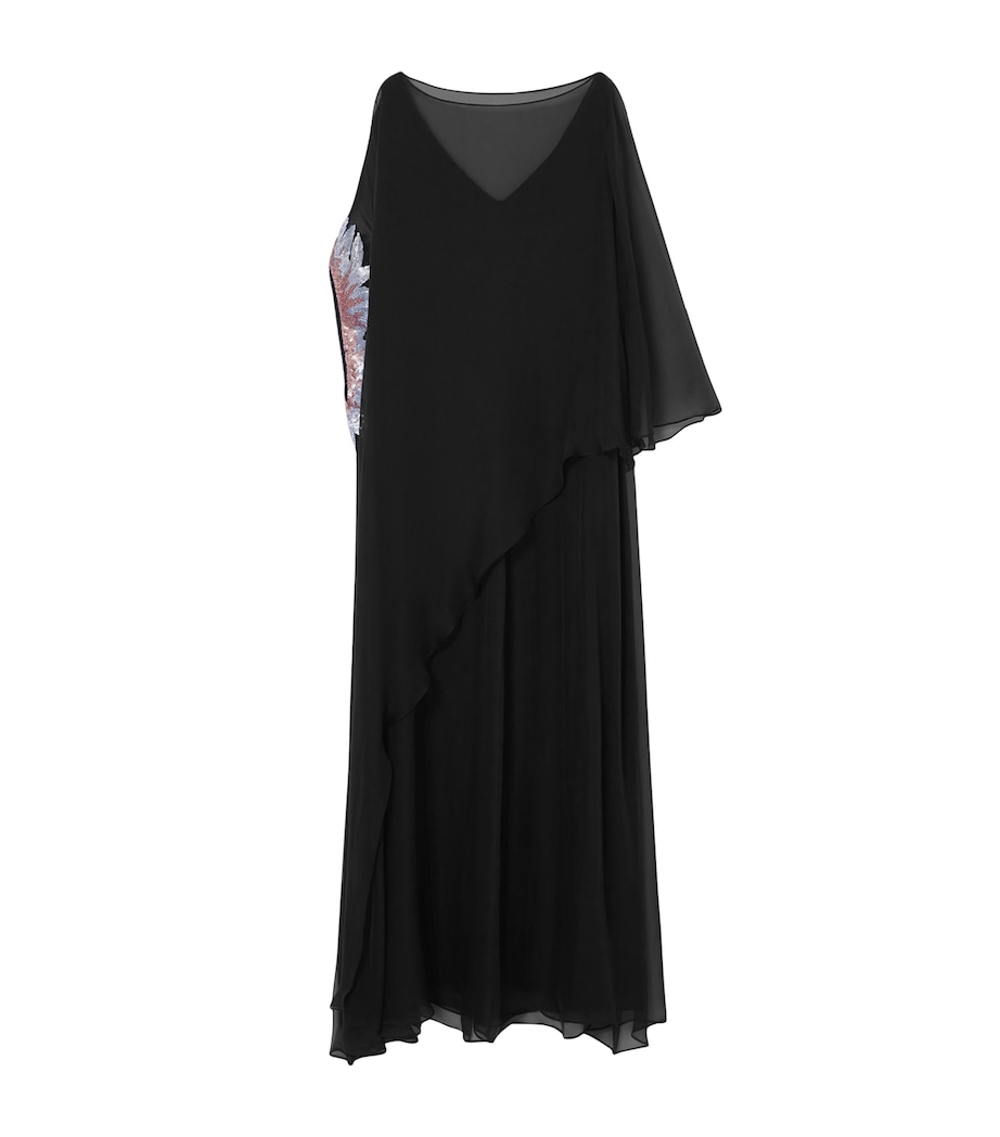 Silk Embellished Maxi Dress BLACK Image 1