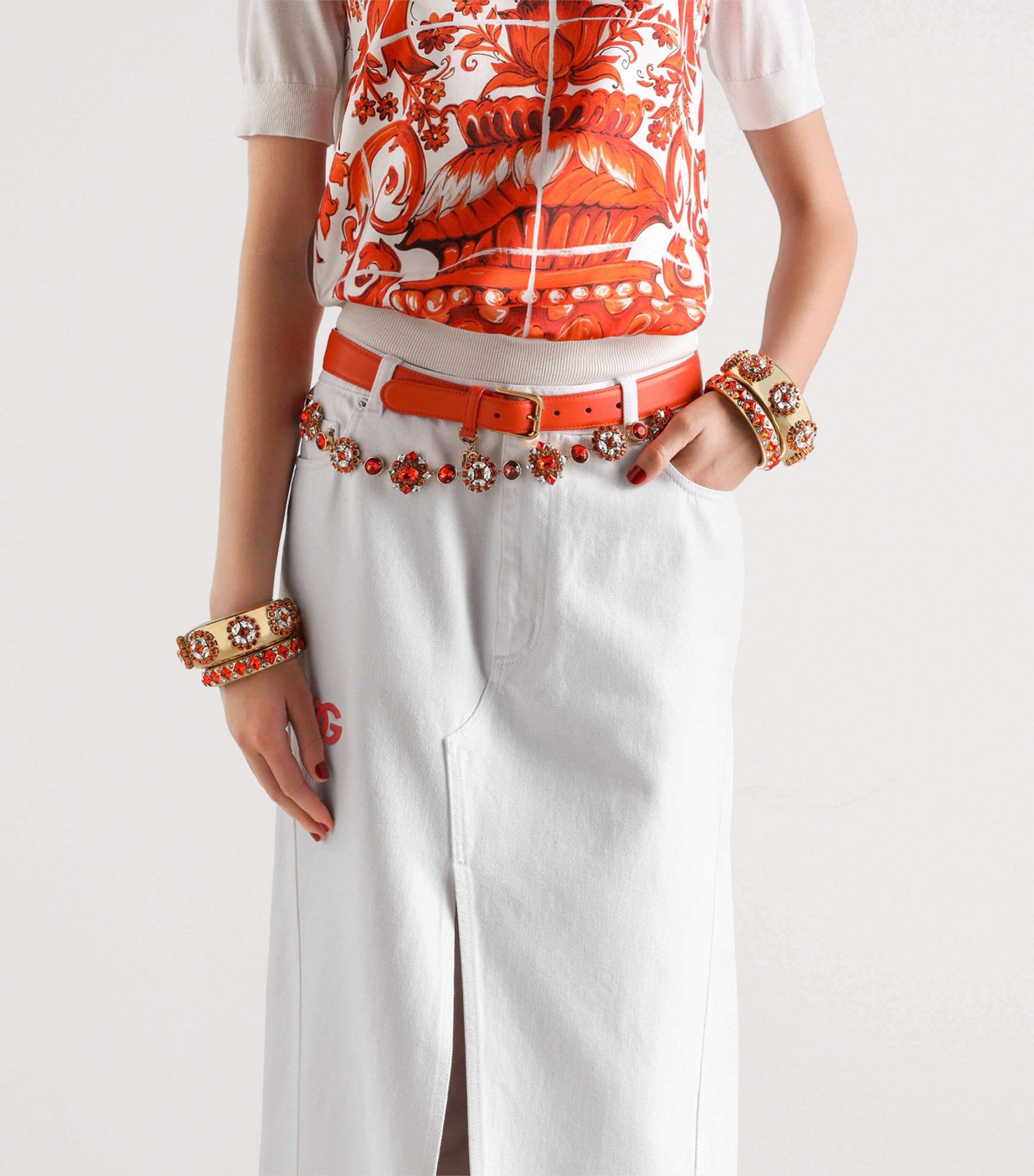 Dolce&Gabbana Womens Denim Maxi Skirt Combined Colou Image 5
