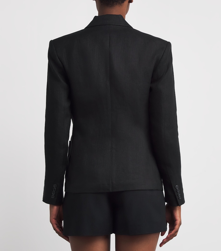 Linen Woven Crest Sport Jacket BLACK HERRINGBONE Image 4