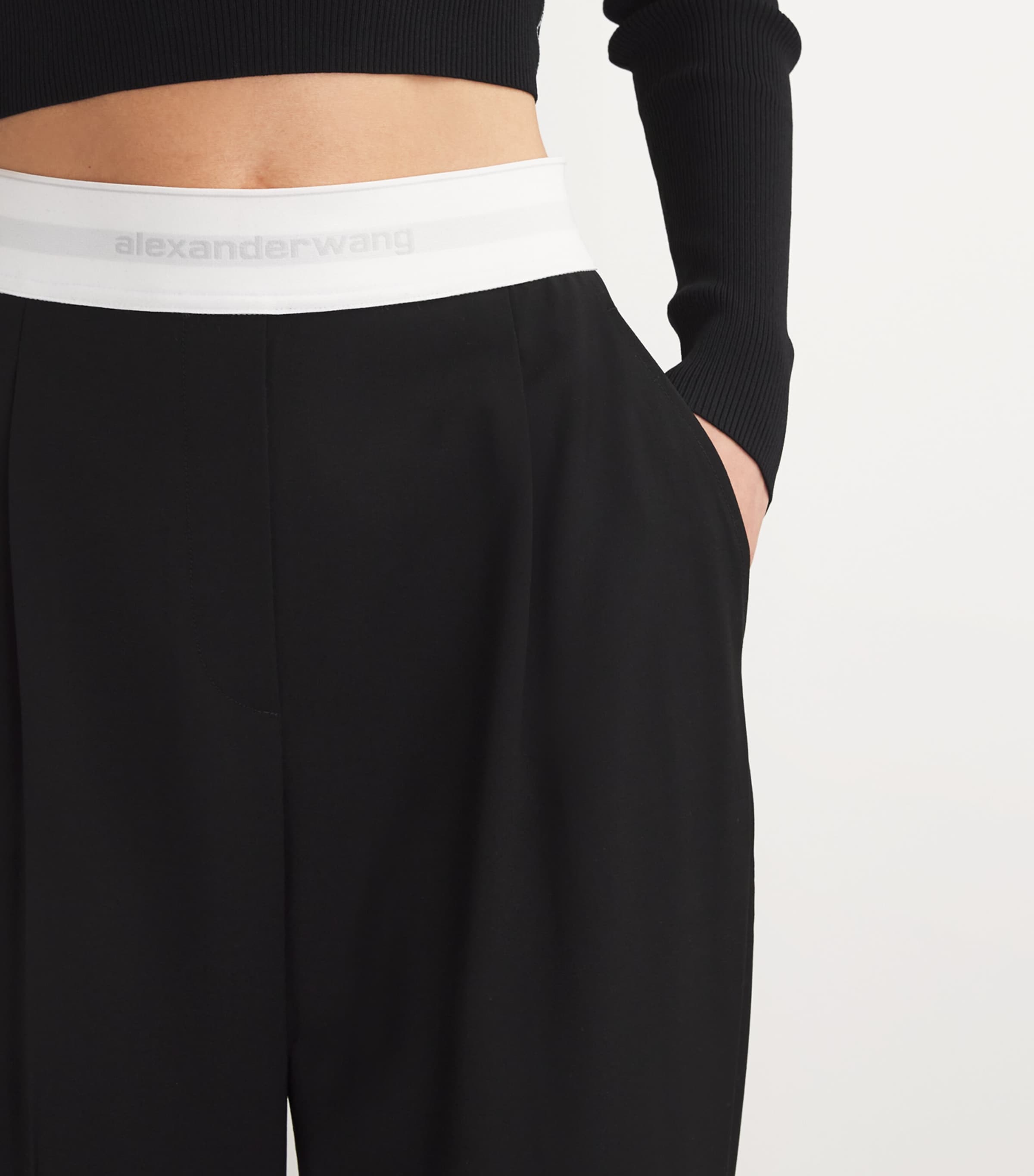 Alexander Wang Black Wool-Blend Elasticated High-Rise