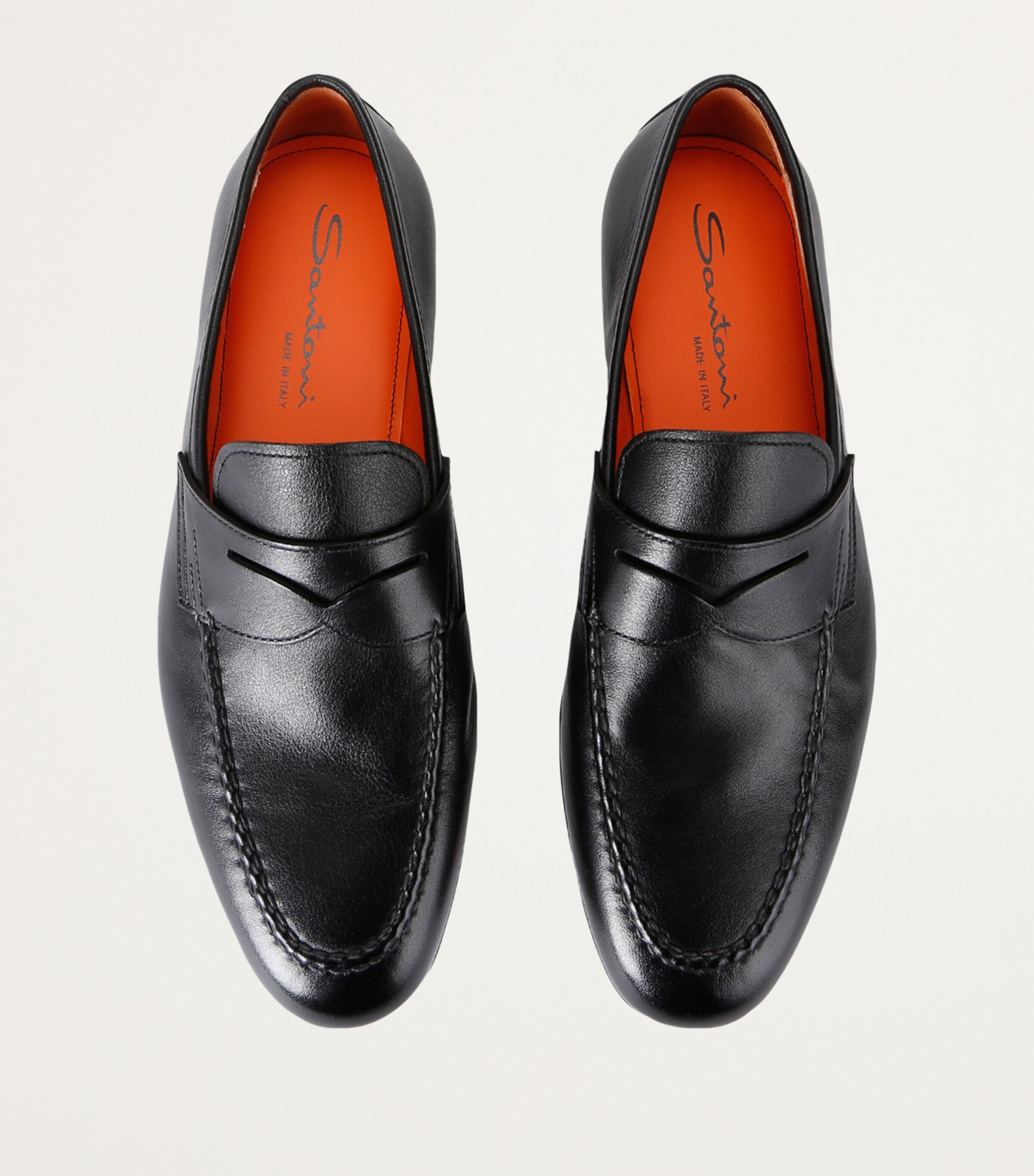 Santoni Leather Carlos Loafers Black Image 4