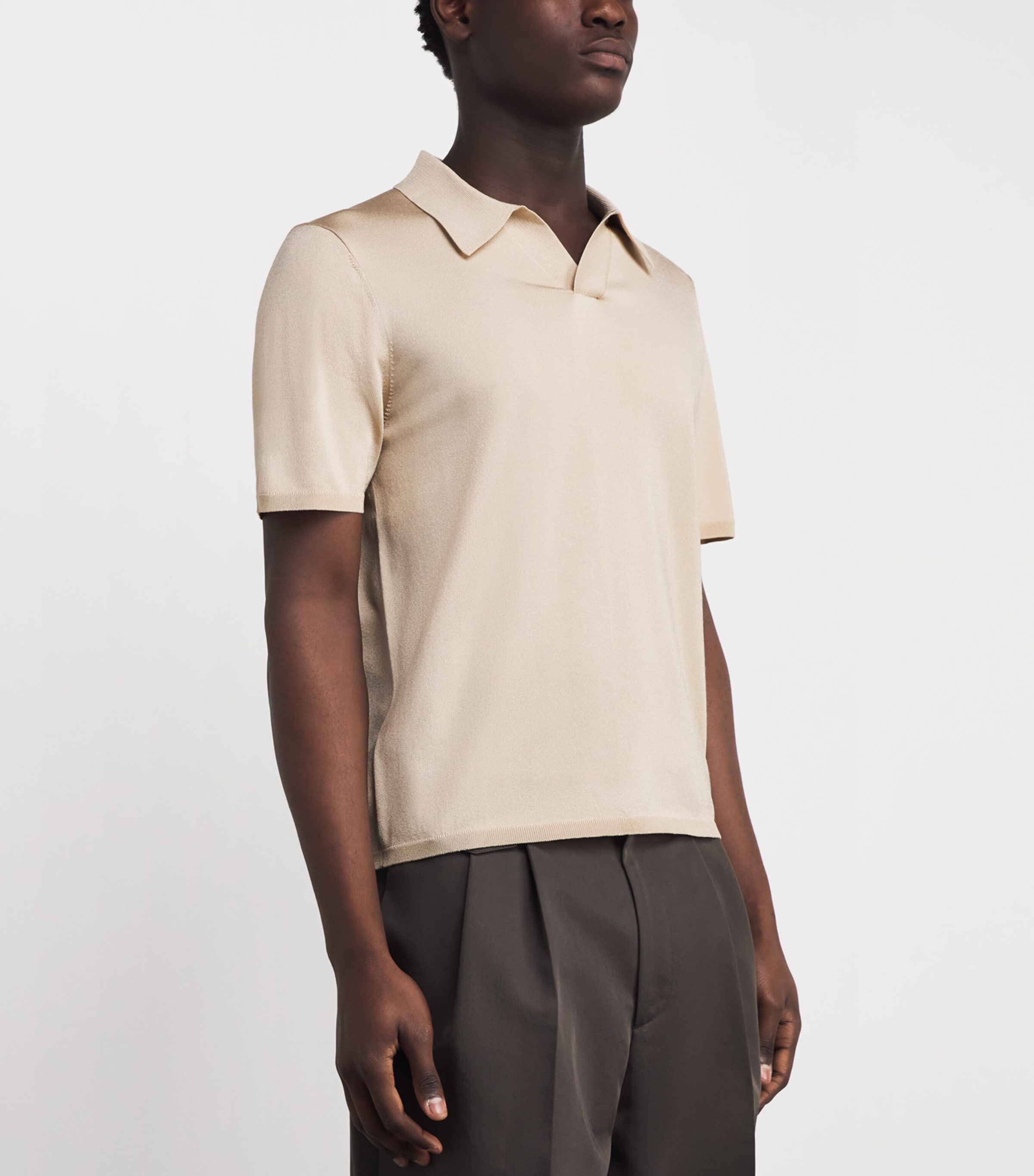 Knitted Polo Shirt BEIGE Image 3