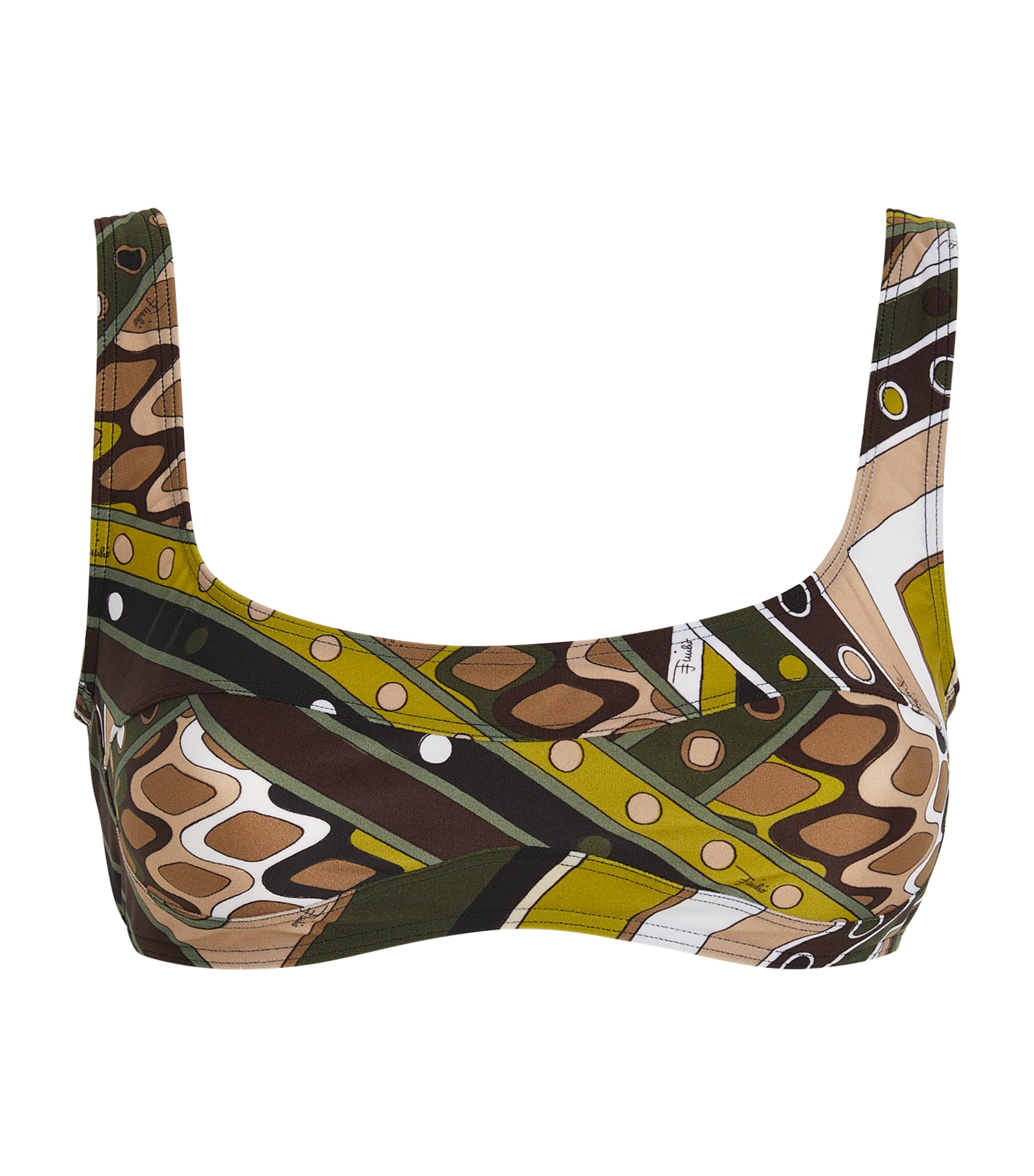 Shop Pucci Vivara Print Scoop Bikini Top In Green