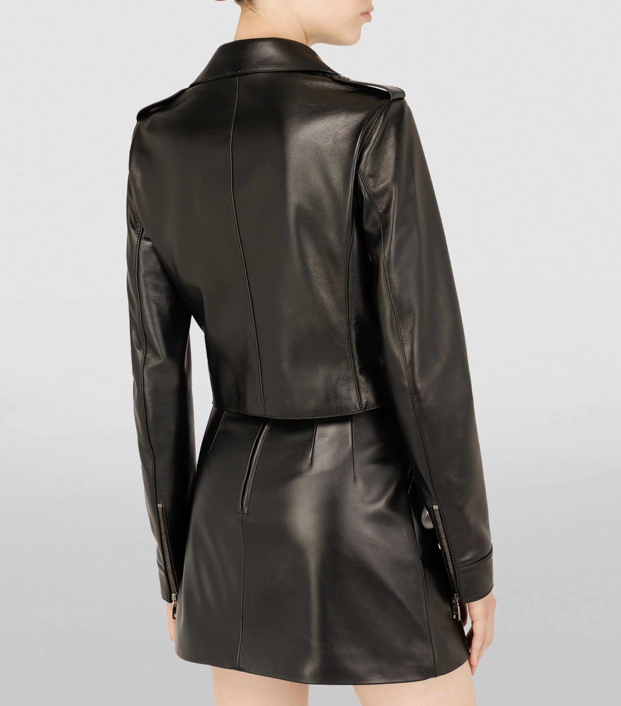 Leather Biker Jacket N0000-BLACK Image 5