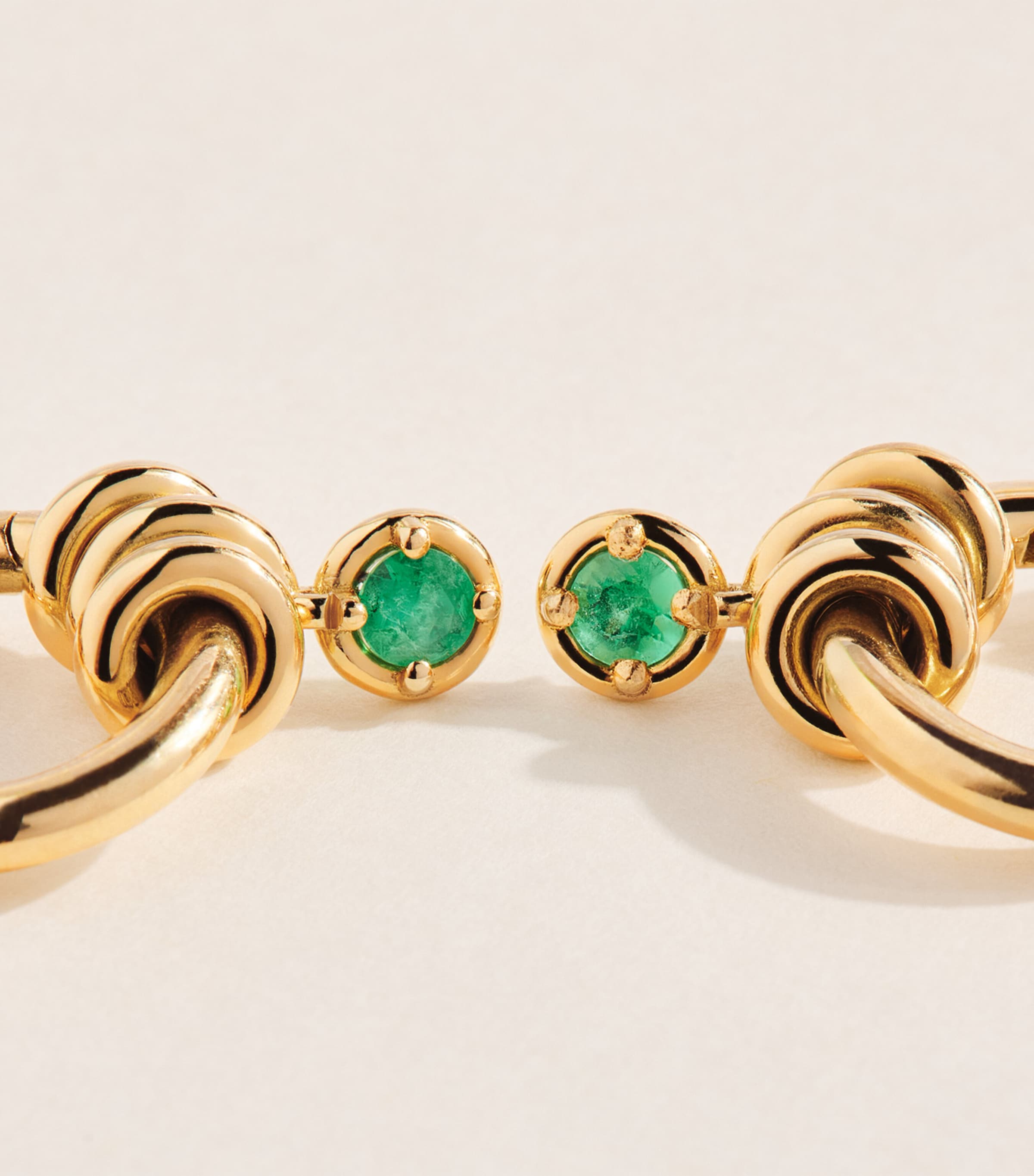 Spinelli Kilcollin Yellow Gold and Emerald Zahra Hoop Earrings Yellow Gold Image 5