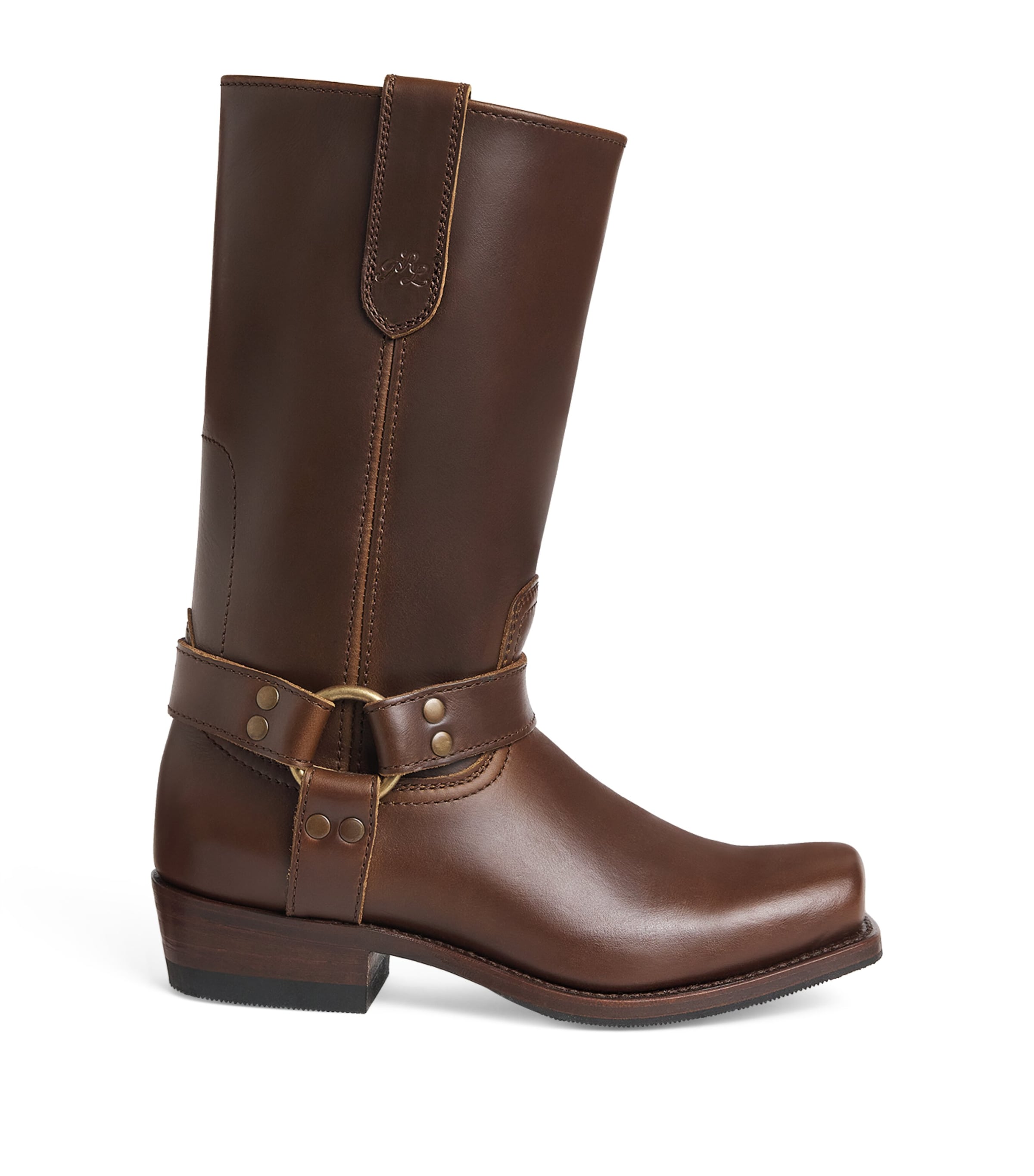 Polo Ralph Lauren Leather Harness Western Boots In Brown