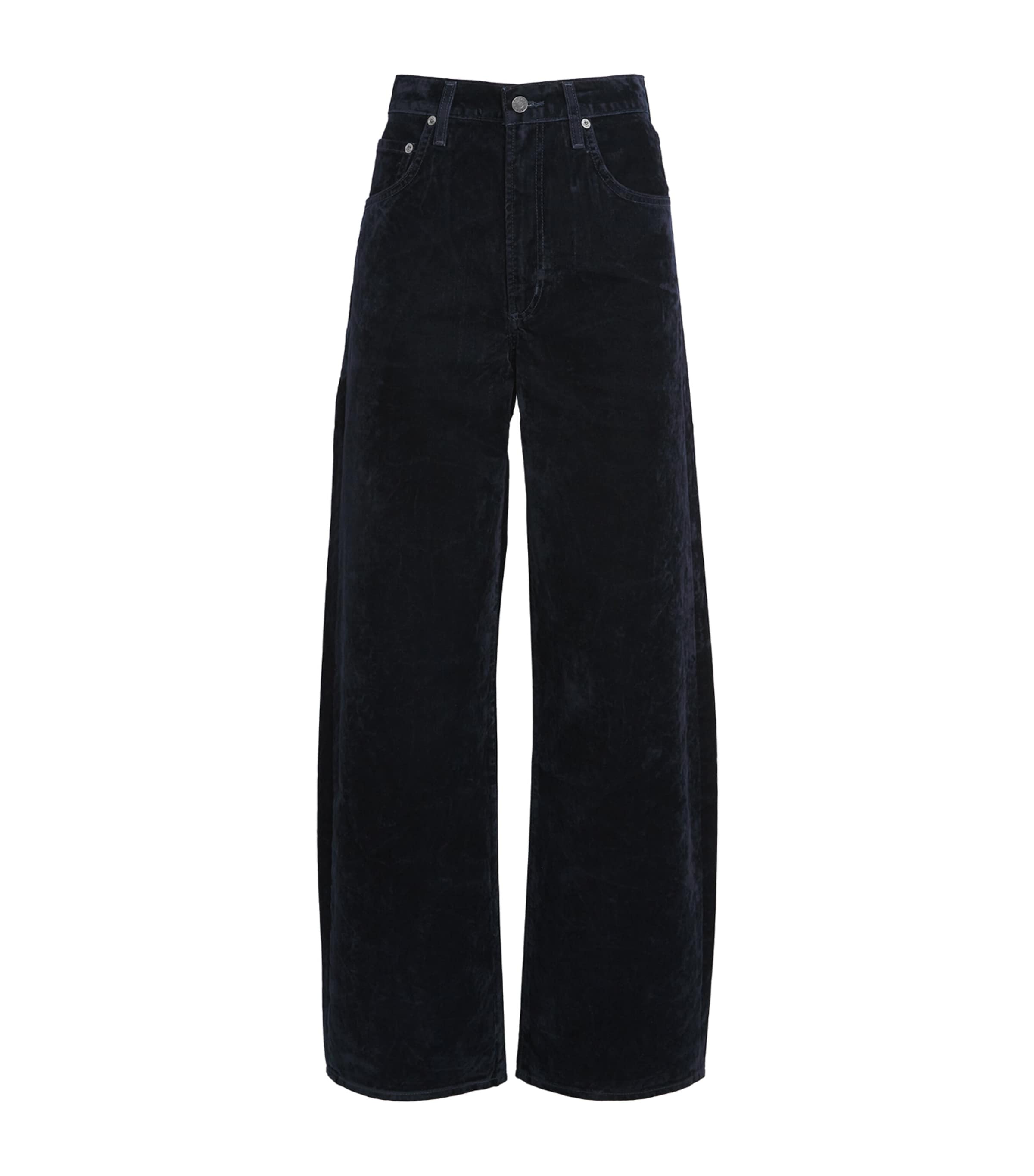 Agolde Cotton-blend Velvet Low Curve Jeans In Blue