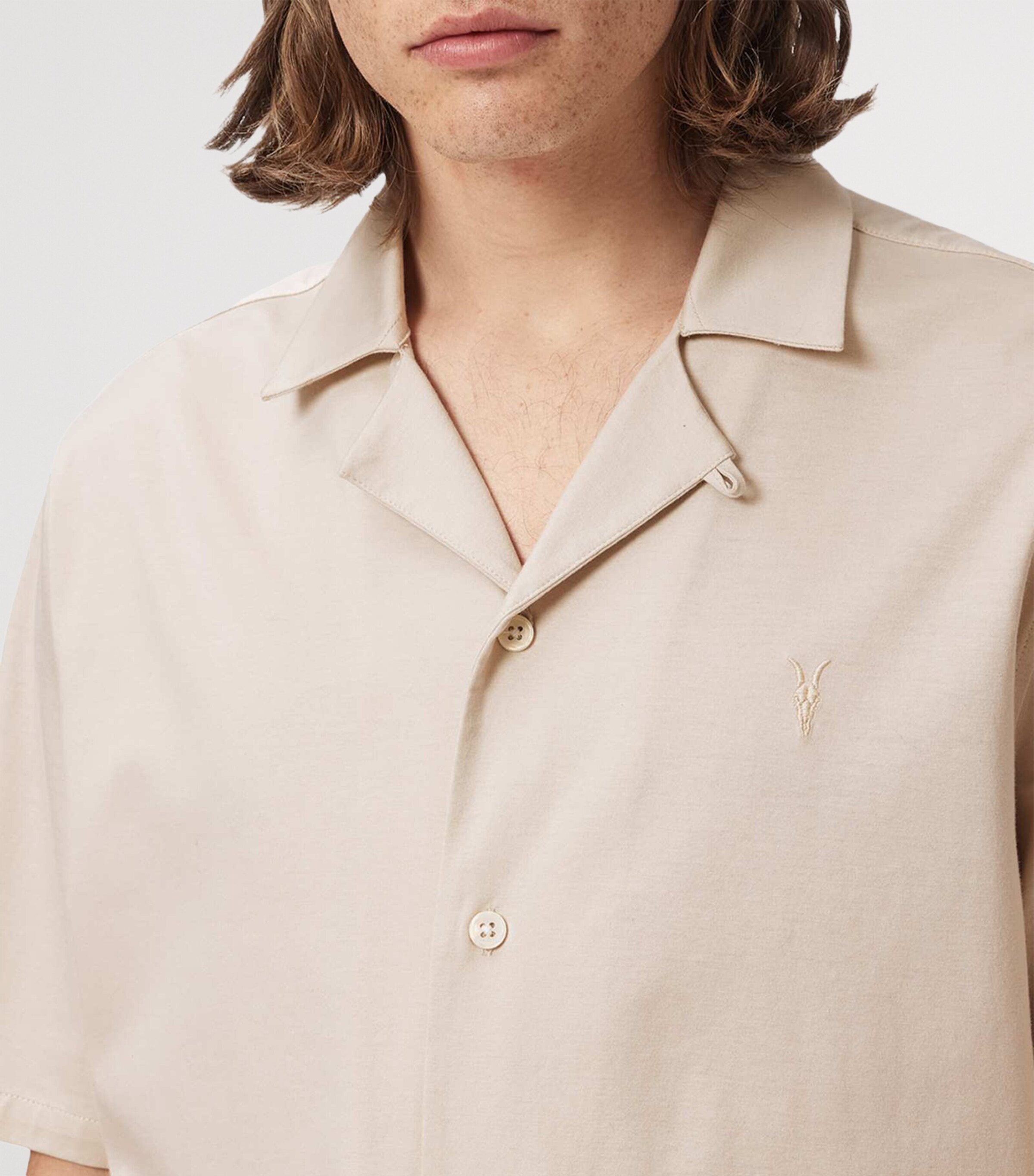 AllSaints Mens Organic Cotton Hudson Shirt Birch White Image 6
