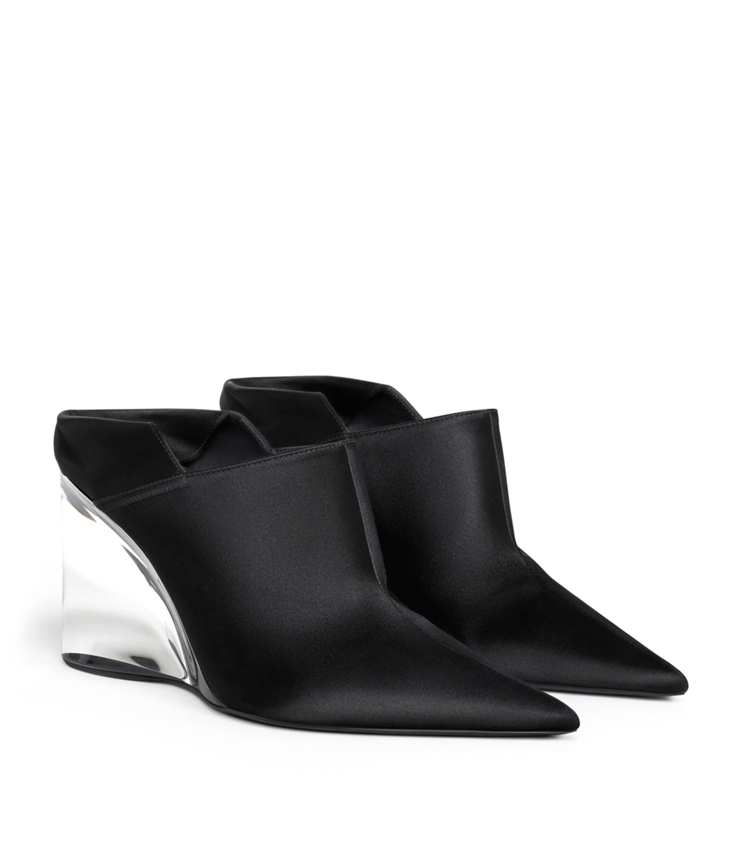 Alaïa Satin Invisible Wedge Mules 90 Noir Image 2