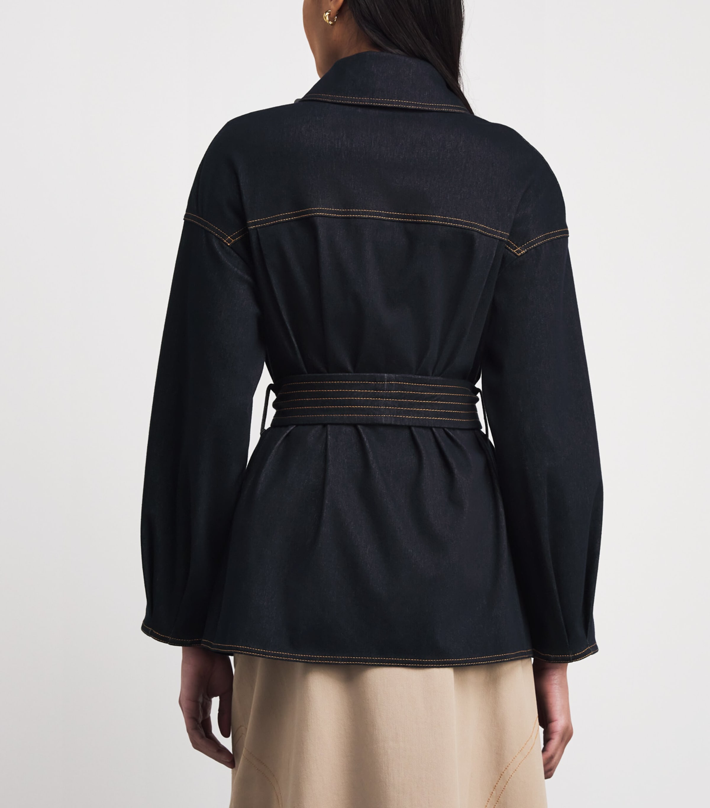 Denim Jersey Belted Jacket 003 MIDNIGHT BLUE Image 5