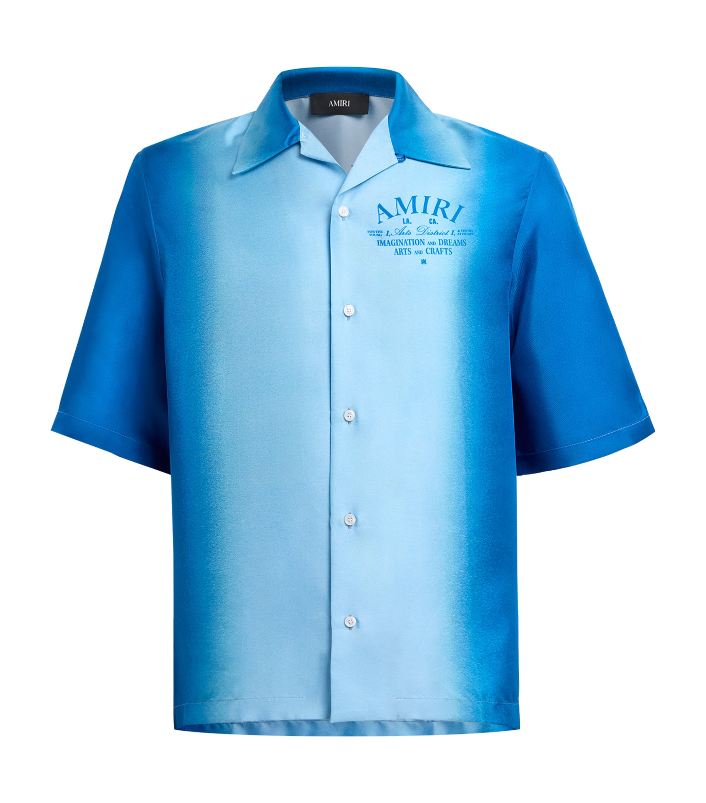 AMIRI Mens Silk Arts District Short-Sleeve Shirt Sapphire Image 1