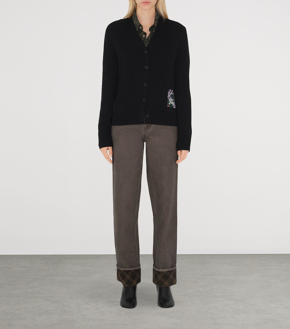 Wool Logo-Label Cardigan BLACK Image 2