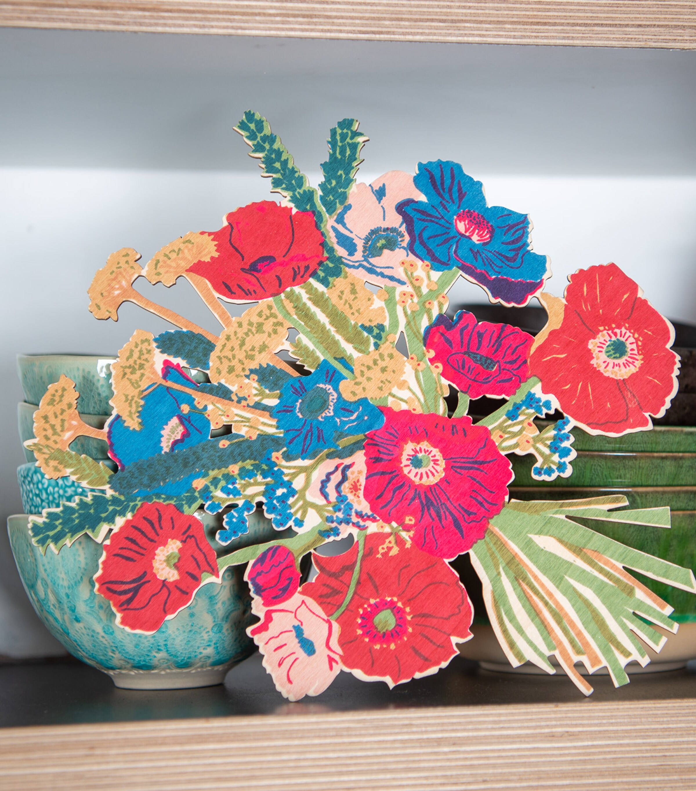 East End Press Poppy Bouquet Decorative Wreath Mixed Image 5