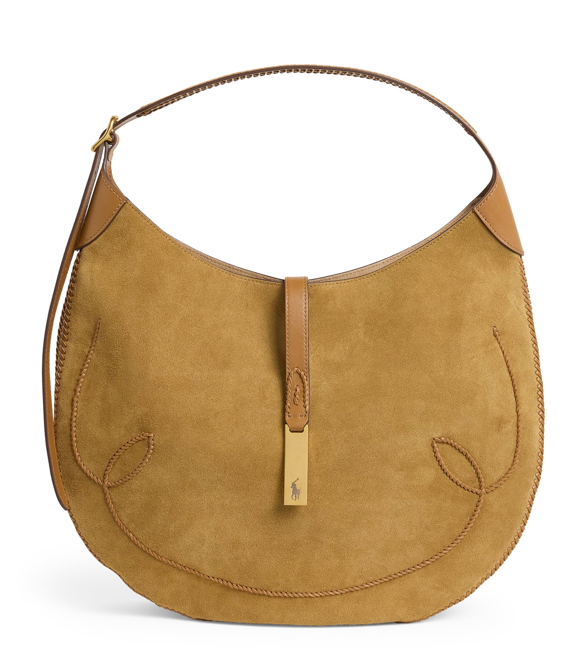 Polo Ralph Lauren Medium Suede Id Shoulder Bag In Sand