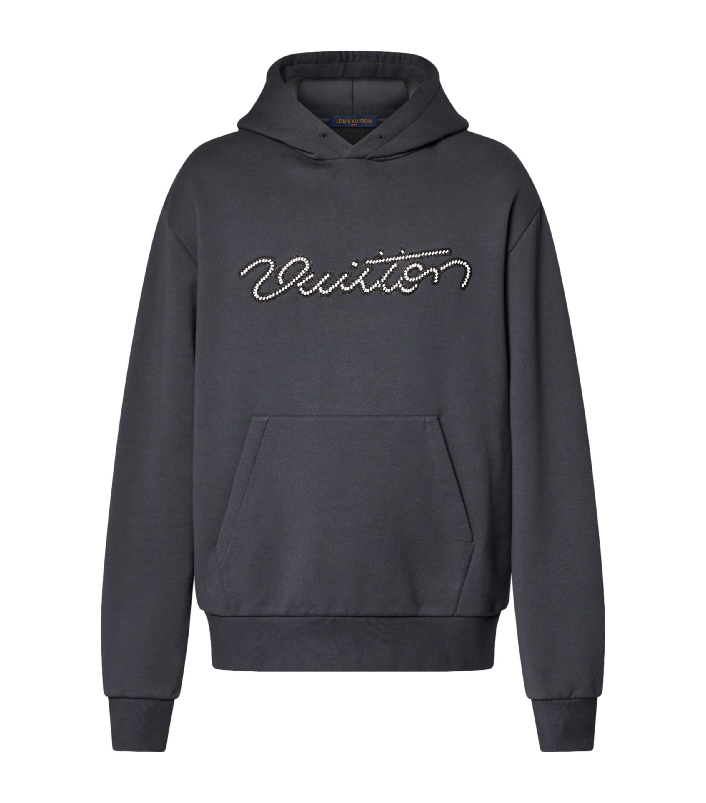Cotton Embellished Logo Hoodie OBSIDIAN Image 1