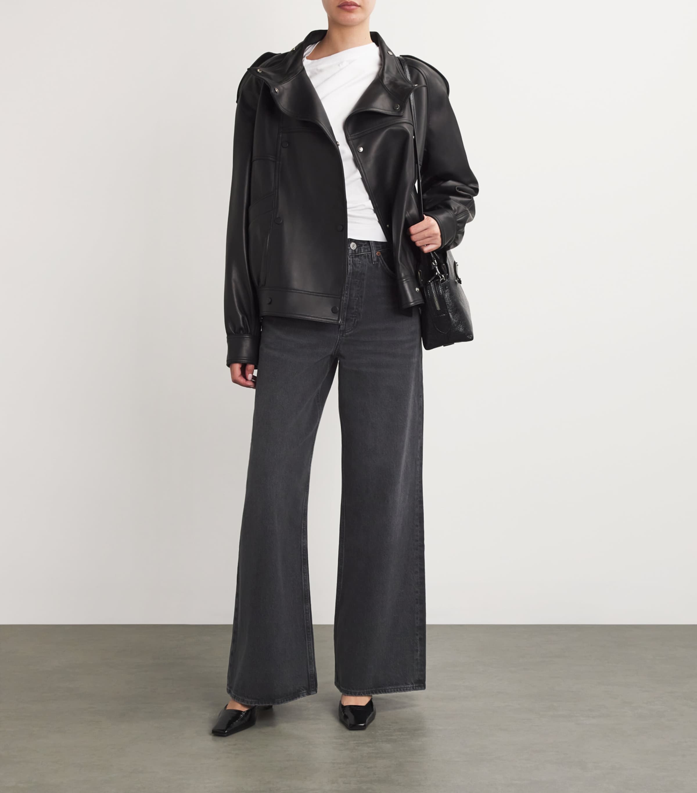 AGOLDE Womens Dame Wide-Leg Jeans Hitch (blk) Image 2