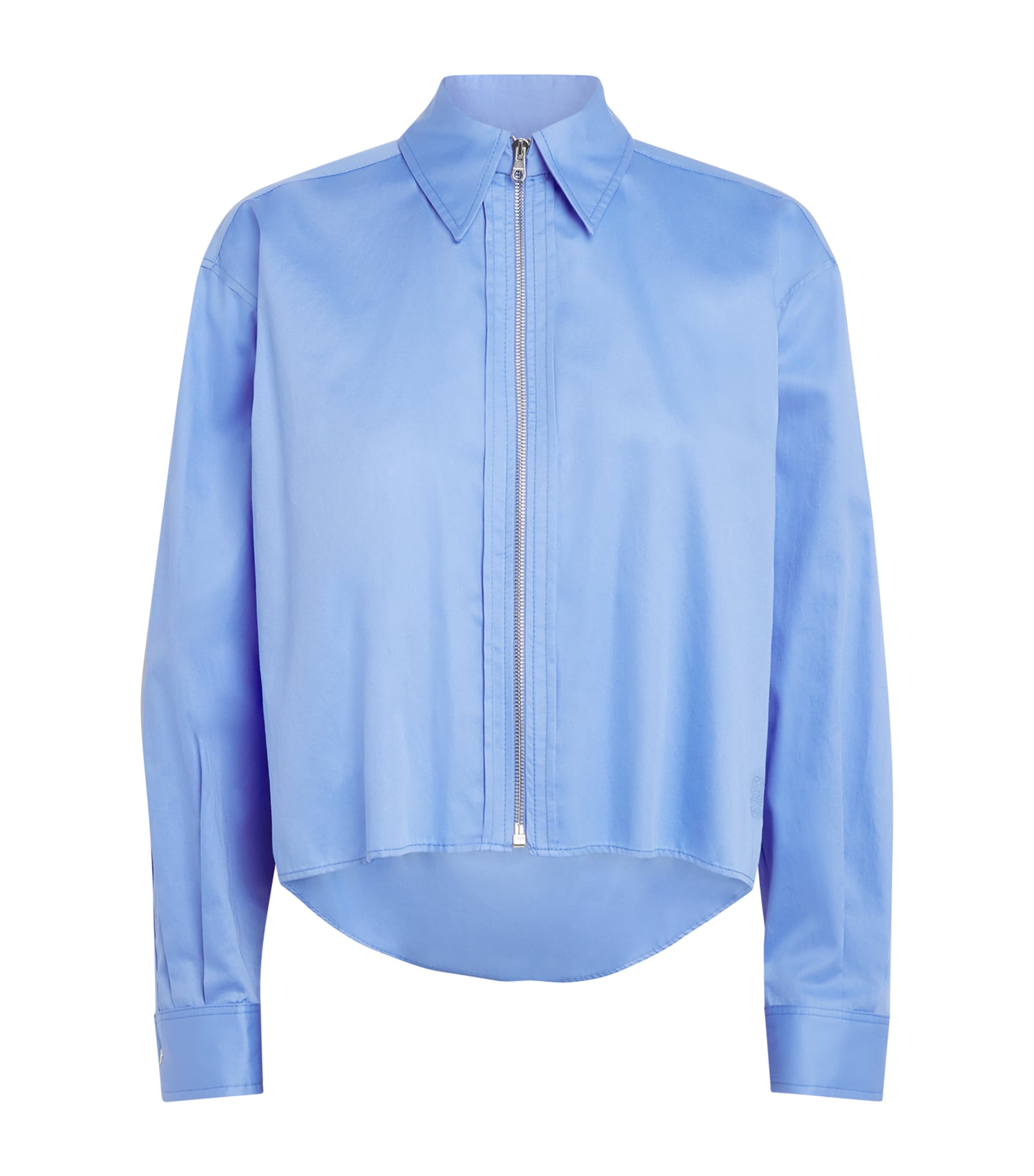 Sandro Paris Womens Cotton Zipped Shirt Blue Image 1