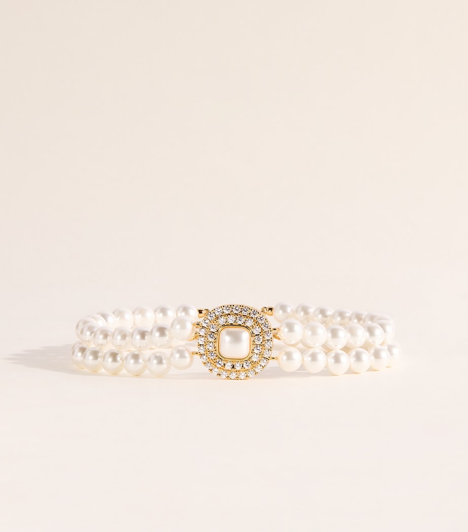 Self-Portrait Crystal and Faux Pearl Choker Gold Image 1